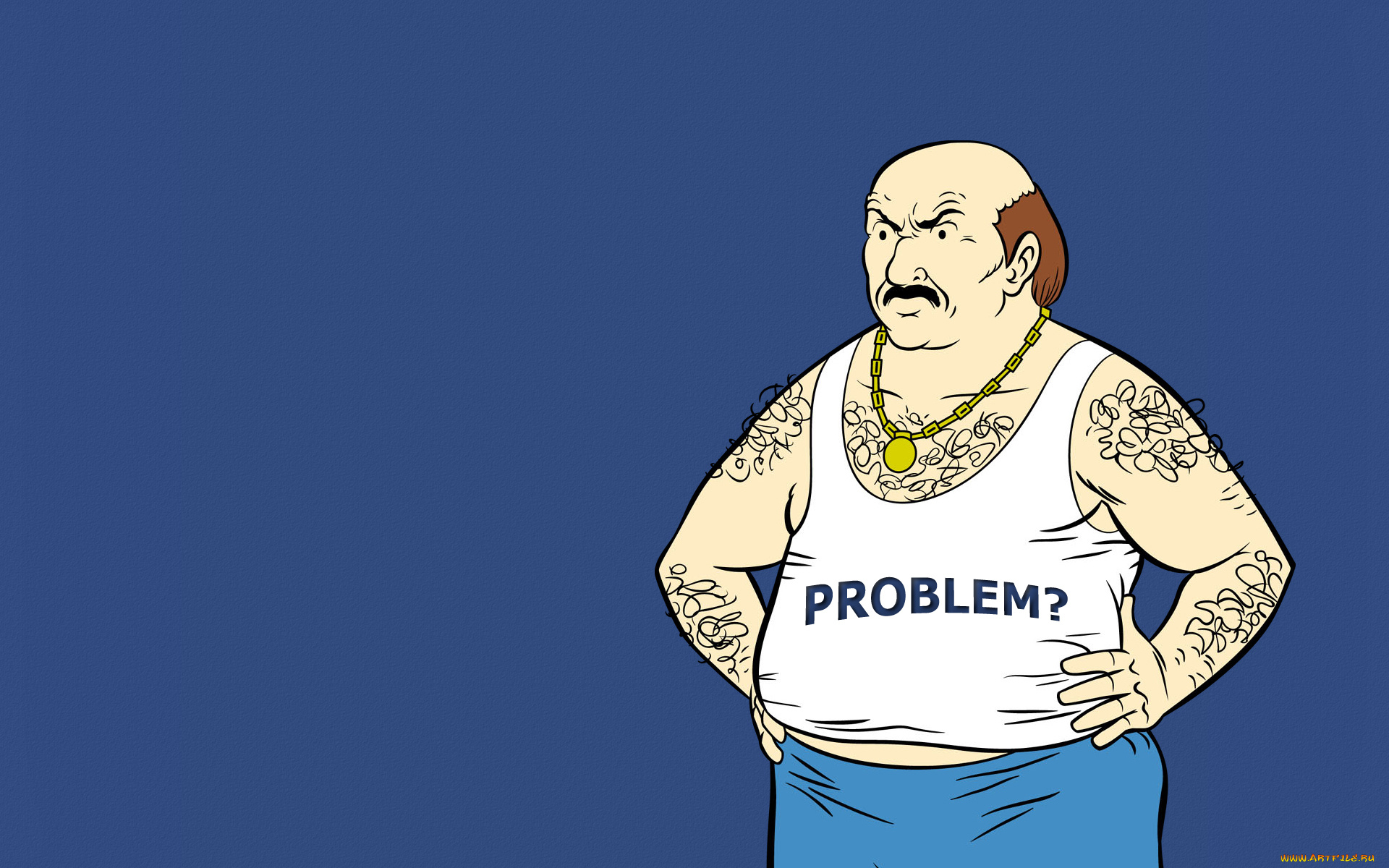 problem, юмор, приколы, пузатый, мужик, надпись, волосатый, aqua, teen, hunger, force, синий, фон