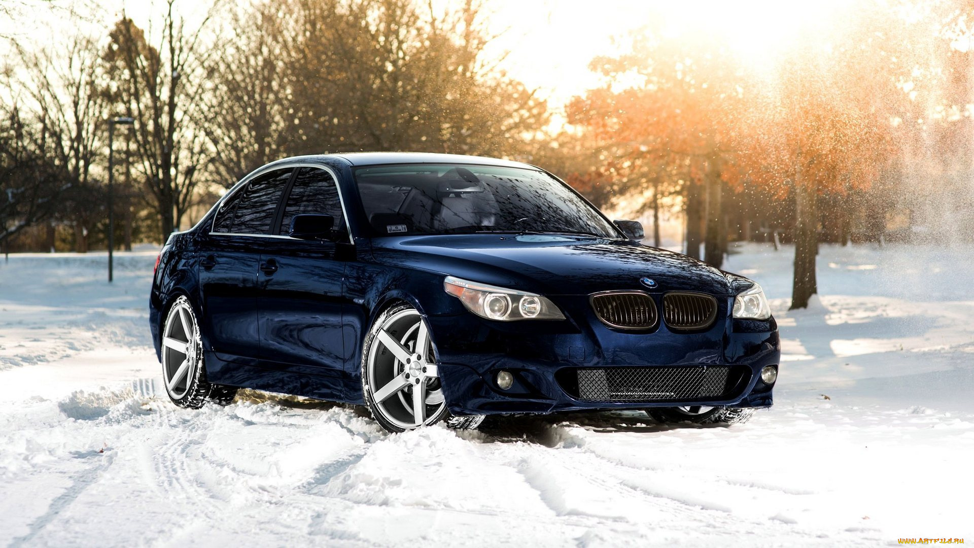 автомобили, bmw, snow, winter, снег, tuning, тюнинг, м5, бмв, sun, зима, vossen, солнце