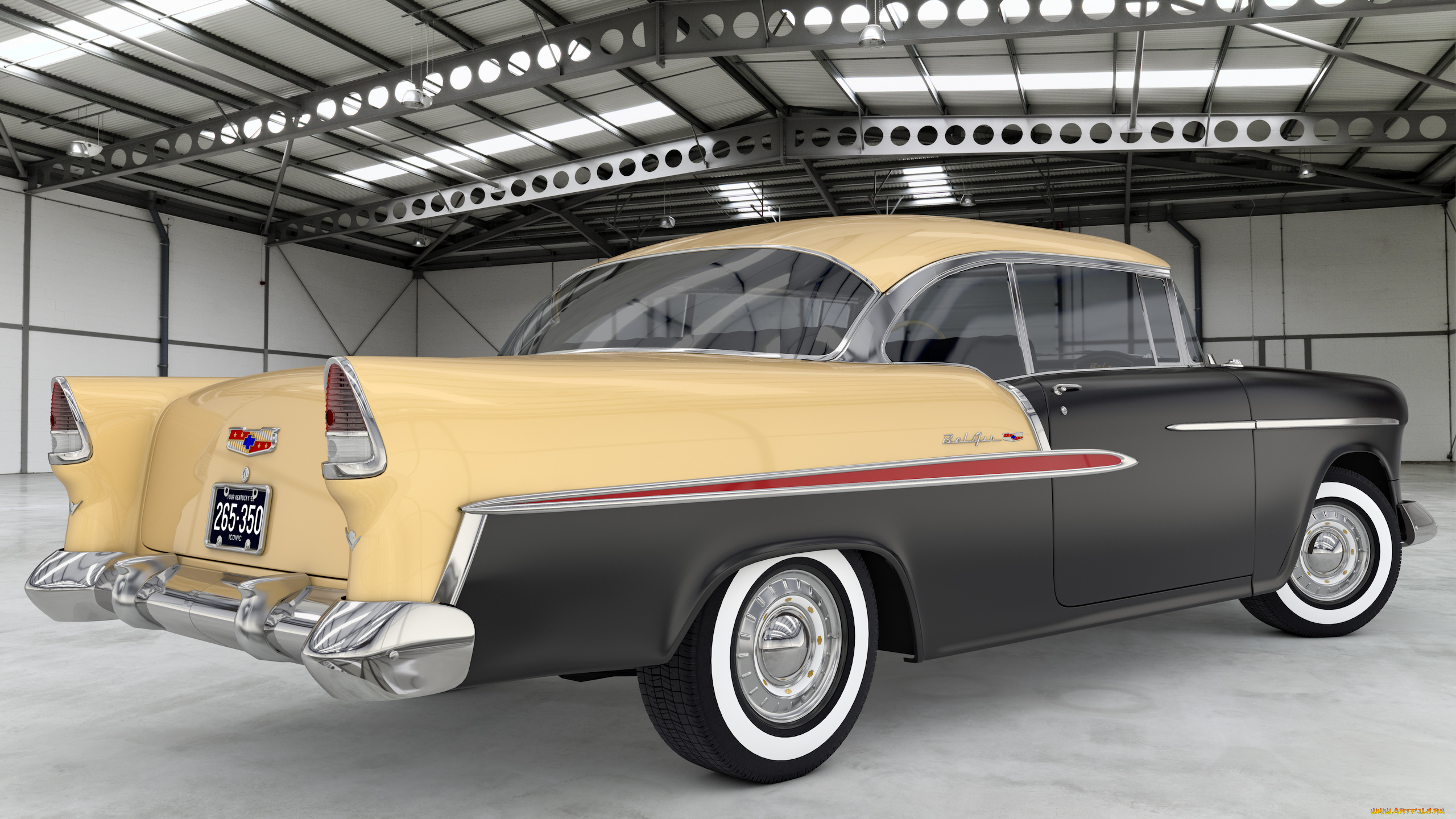 автомобили, 3д, bel, chevrolet, 1955, coupe, air