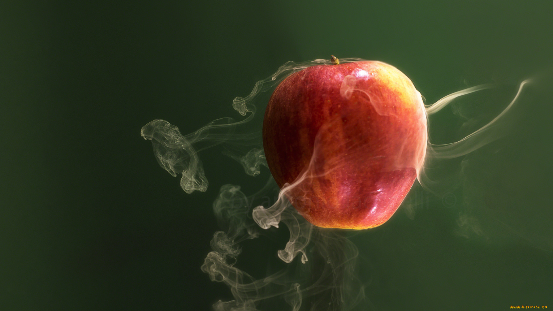 разное, компьютерный, дизайн, дым, фрукт, яблоко