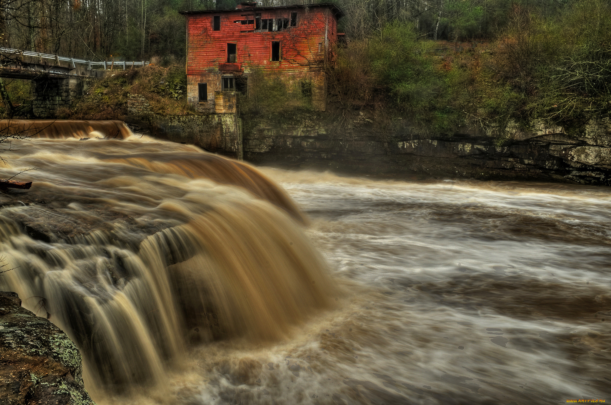 природа, водопады, водопад, река, лес