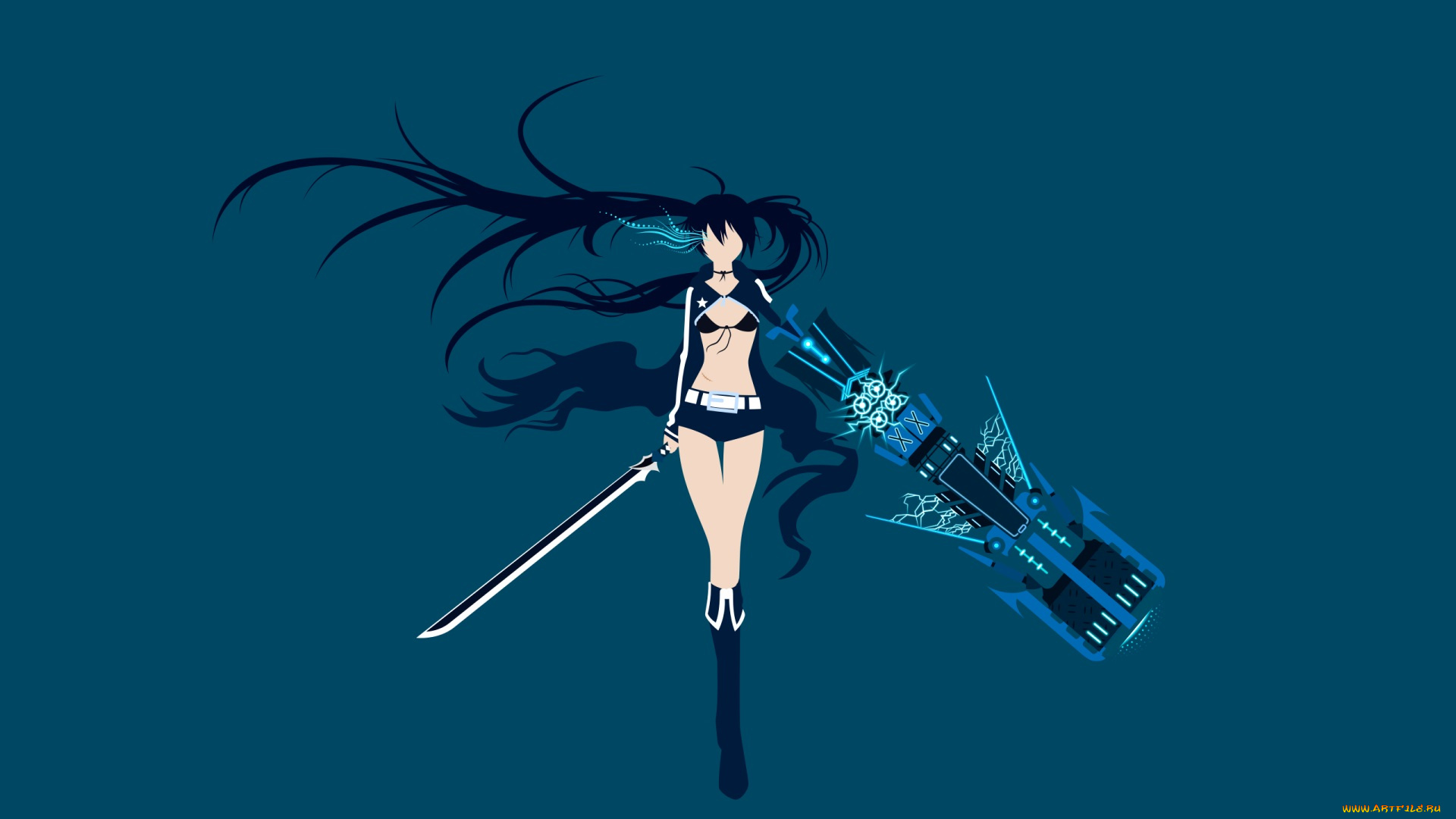 аниме, black, rock, shooter, bleach