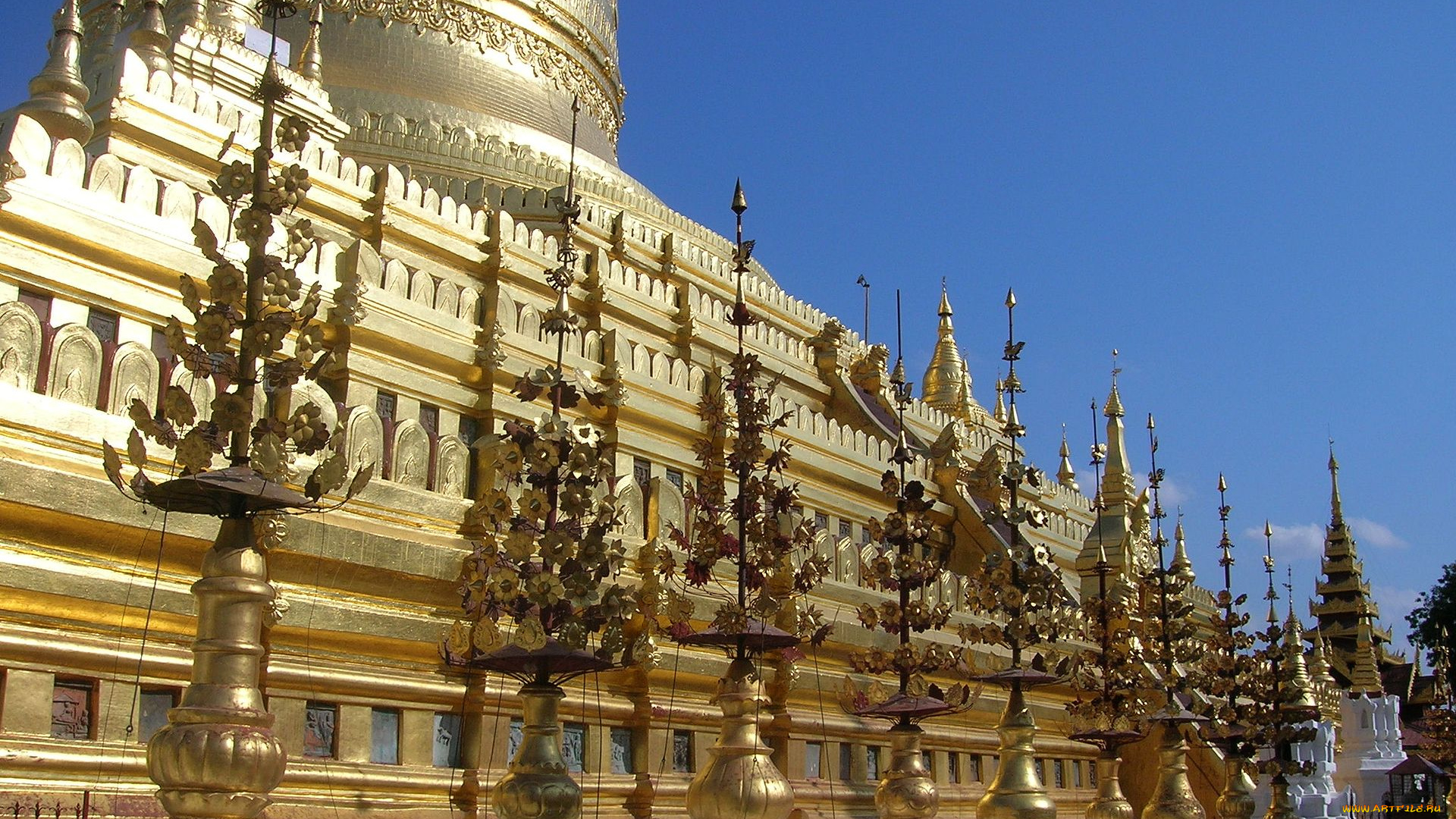 shwezigon, paya, bagan, myanmar, города, буддистские, другие, храмы