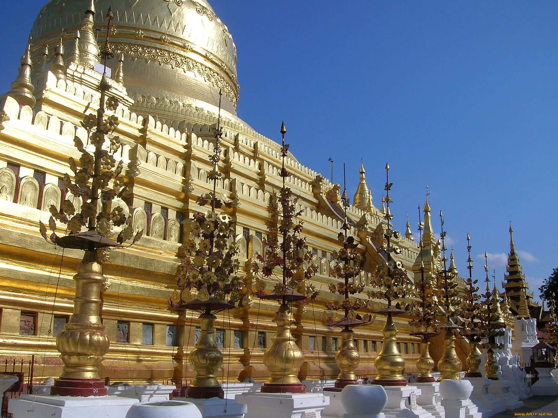 shwezigon, paya, bagan, myanmar, города, буддистские, другие, храмы