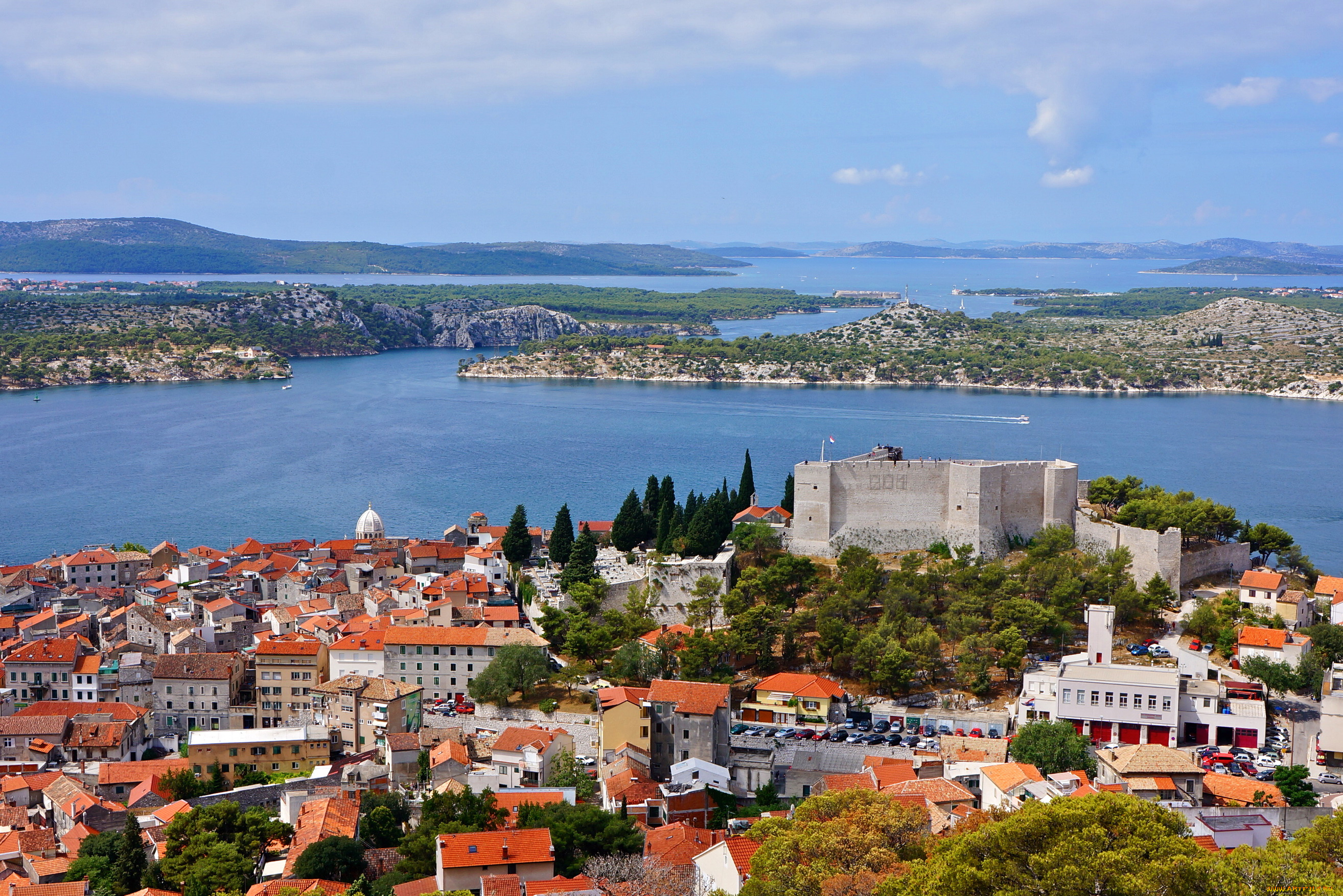 sibenik, croatia, города, -, панорамы, море, дома, хорватия, побережье