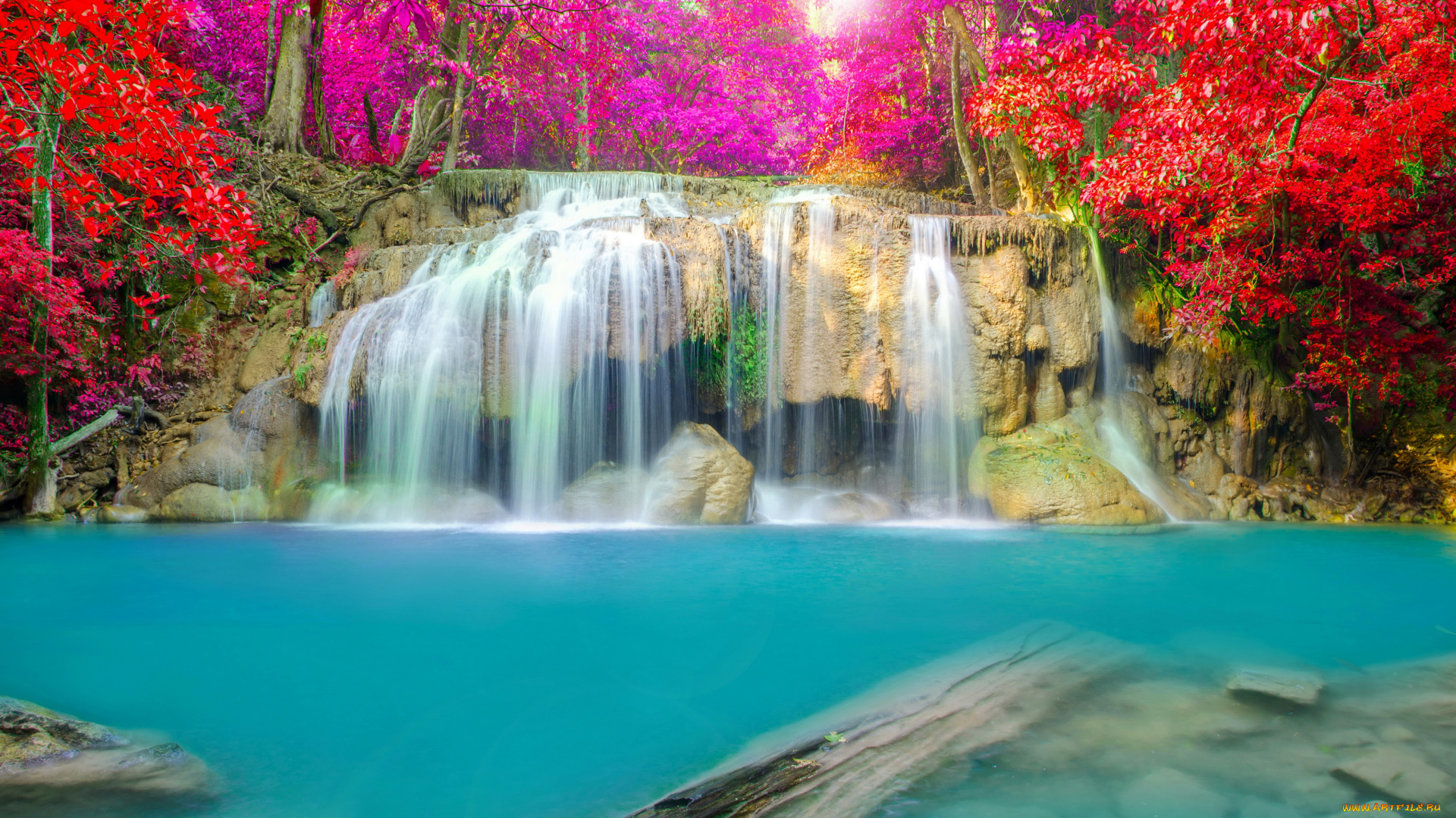 природа, водопады, водопад, thailand, park, waterfall, erawan, парк, таиланд