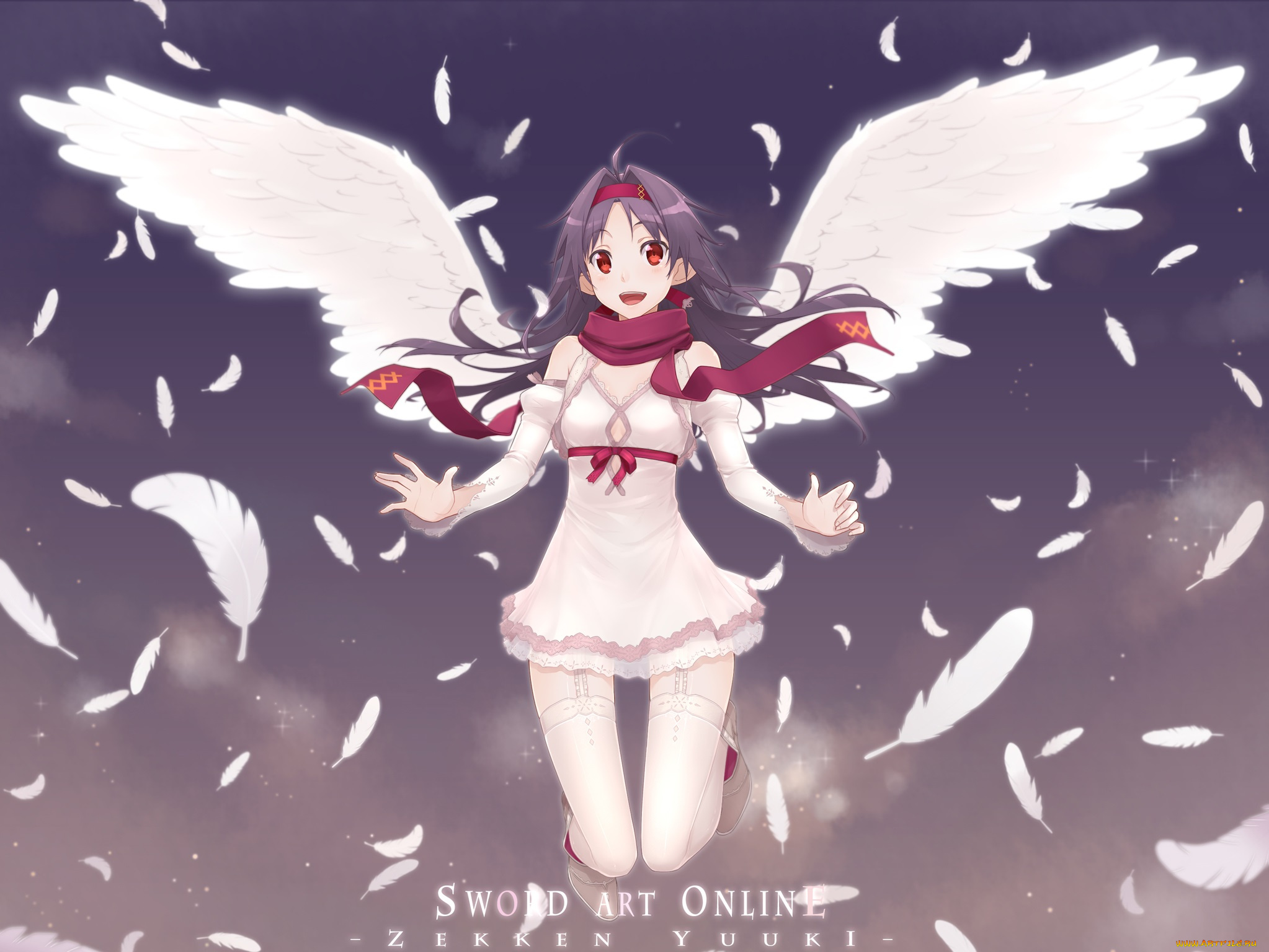 аниме, sword, art, online, adam700403, ангел, крылья, девушка, арт, konno, yuuki, sword, art, online