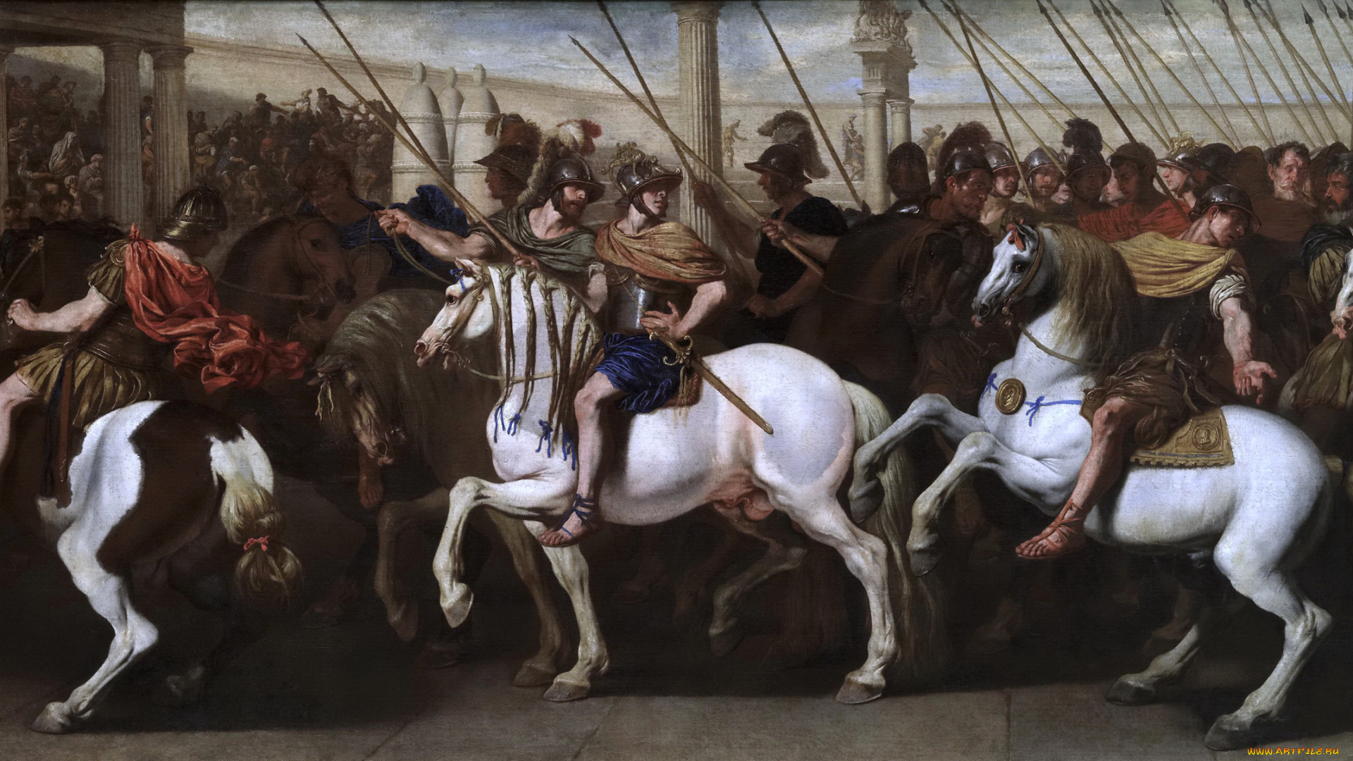 aniello, falcone, рисованное, живопись, картина, римские, солдаты, в, цирке, история