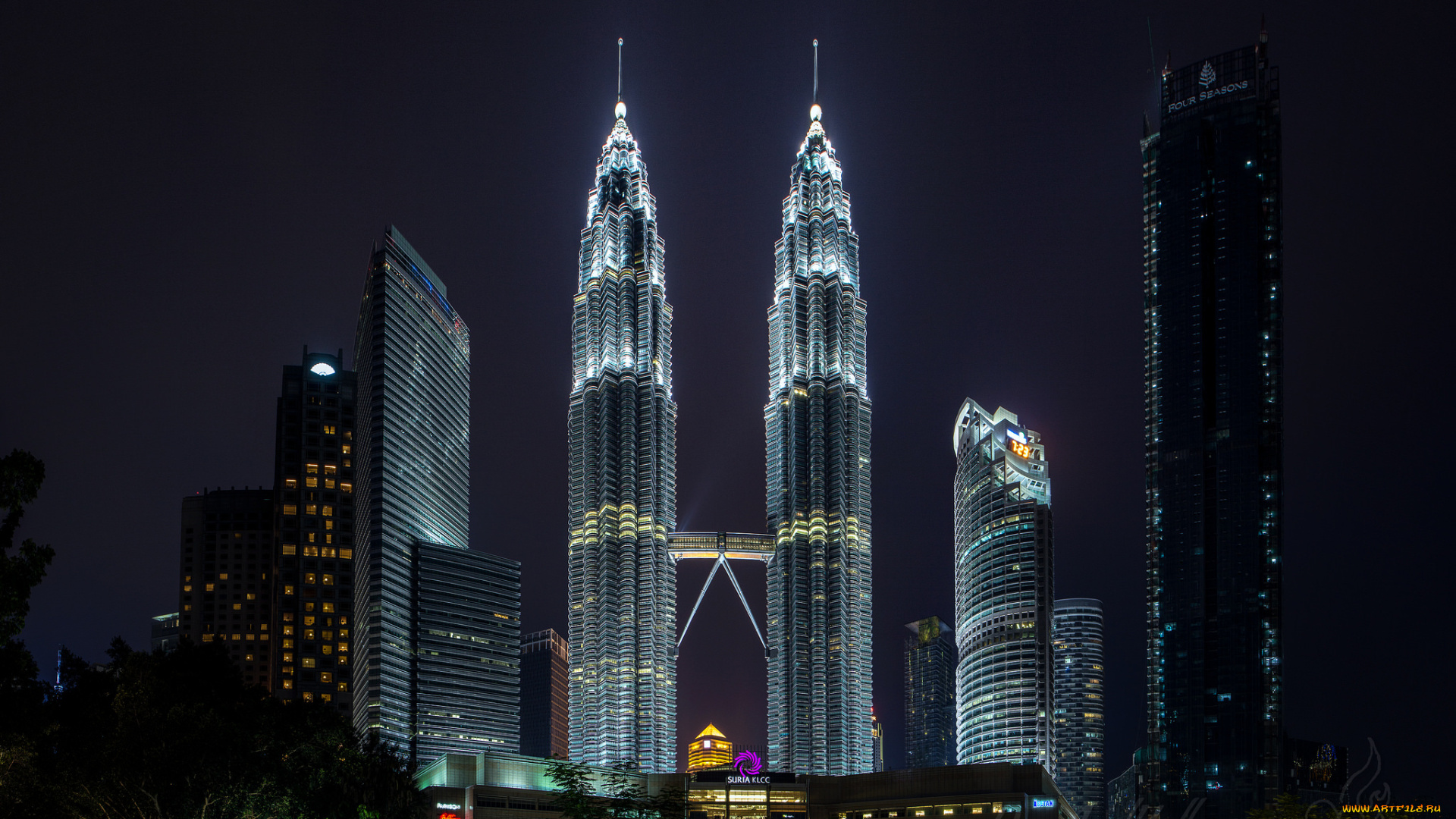 kuala, lumpur`s, petronas, twin, towers, города, куала-лумпур, , малайзия, ночь, близнецы, башни