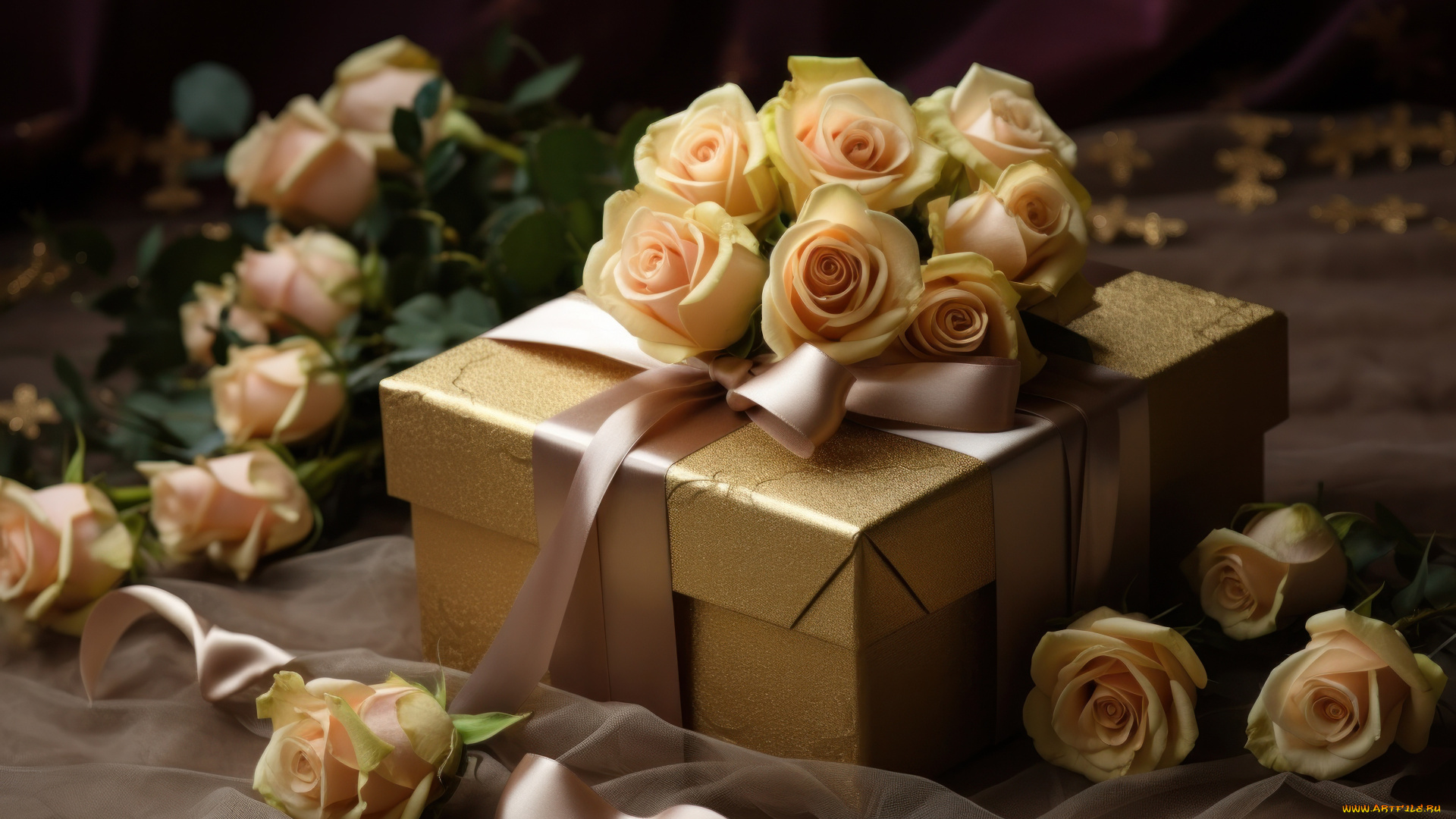 праздничные, подарки, и, коробочки, цветы, праздник, подарок, розы, свеча, букет, свечи, бант