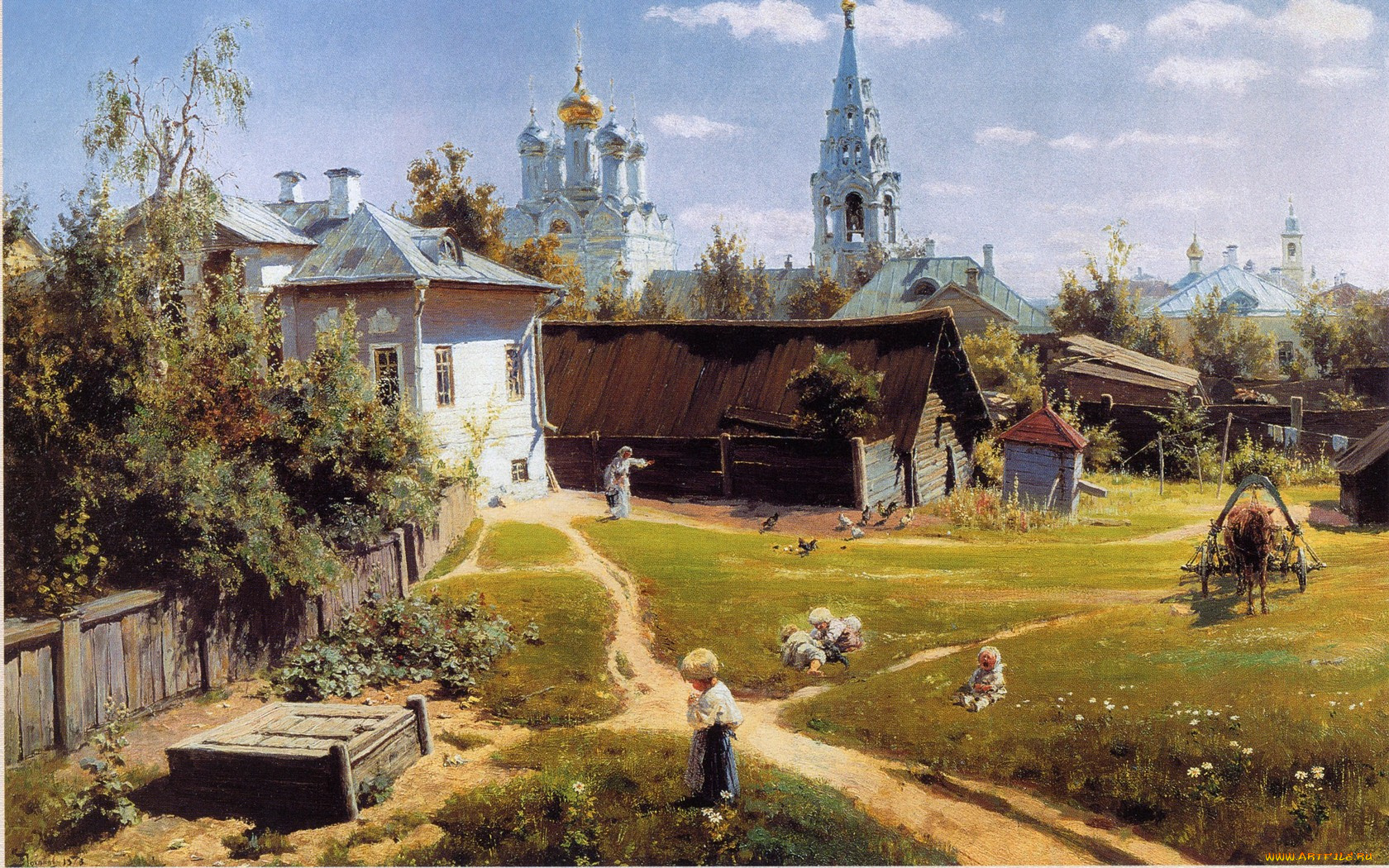 московский, дворик, рисованные, города