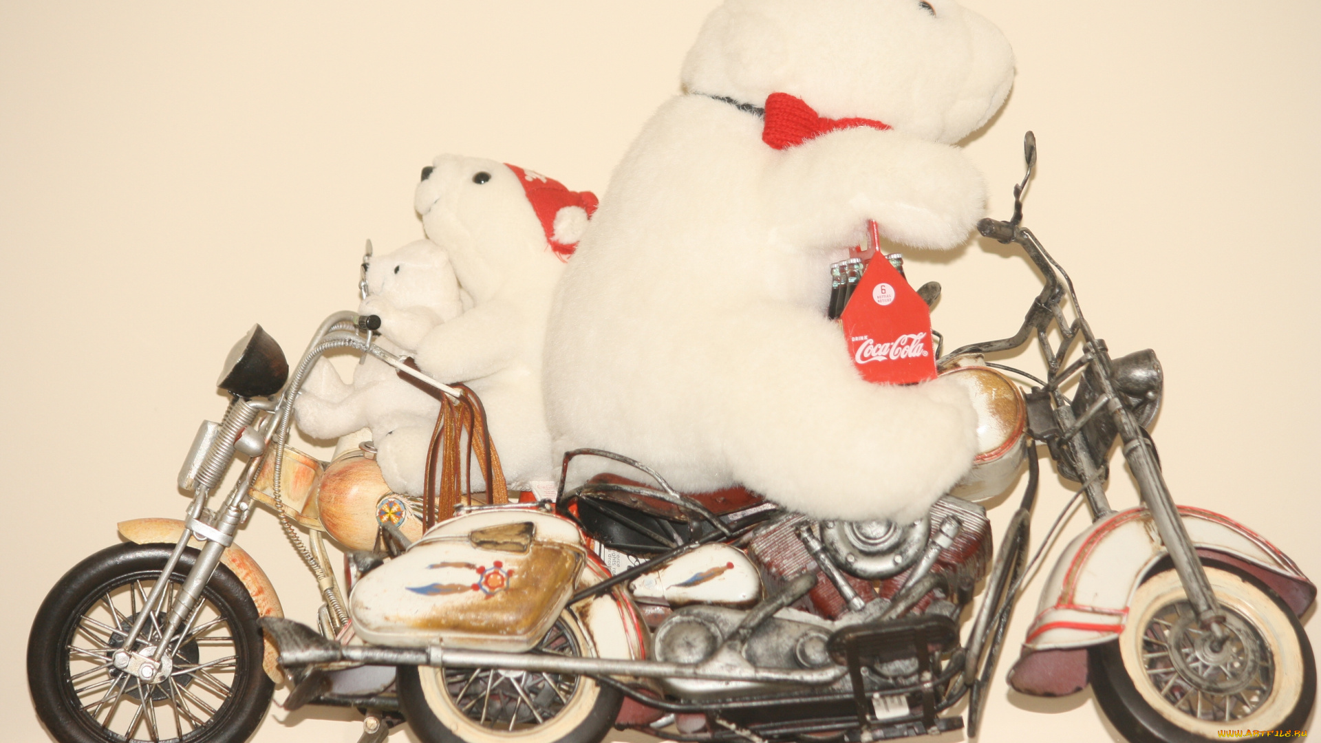 разное, игрушки, coca-cola, плюшевый, медведь, мотоцикл