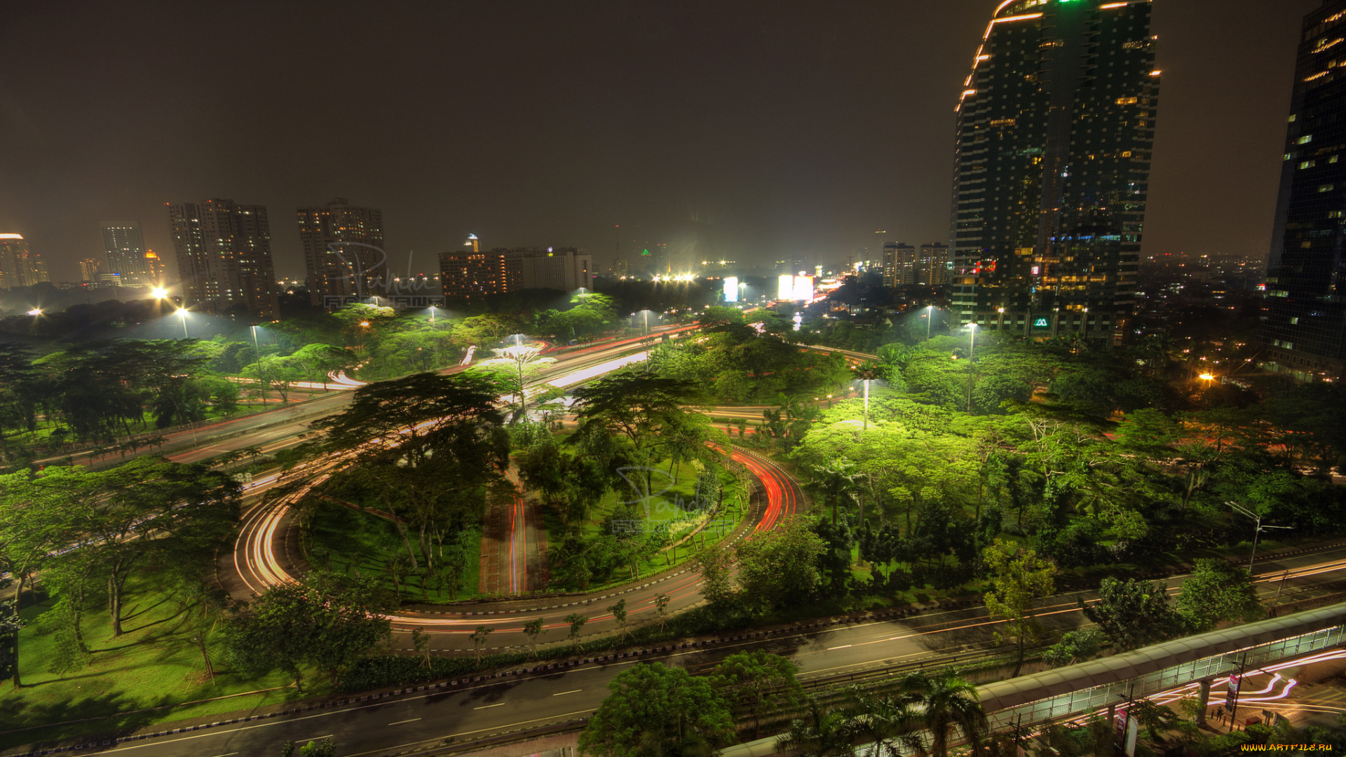 tonight, at, semanggi, , jakarta, города, -, столицы, государств, ночь, город, парк, магистраль, огни