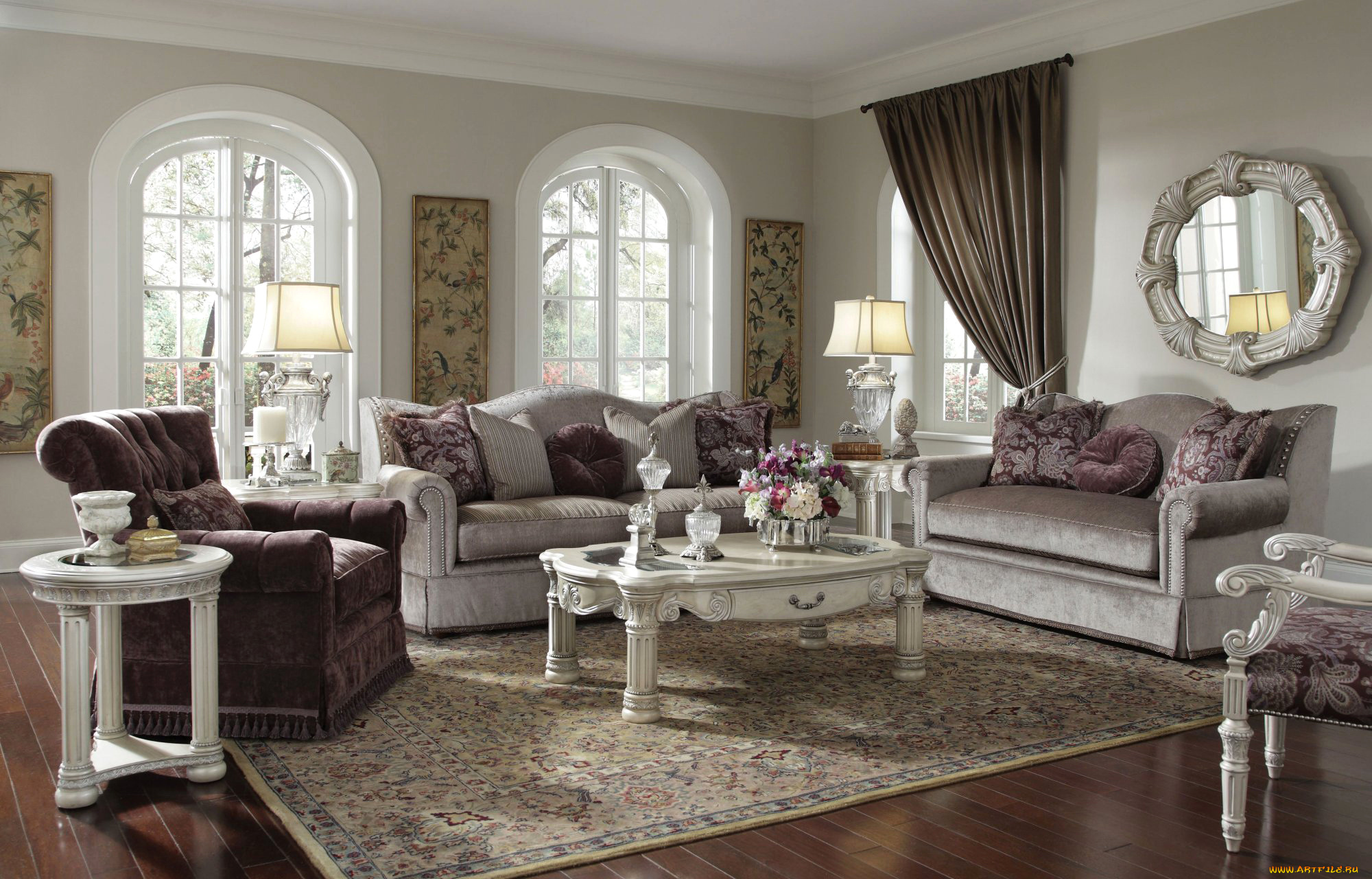 интерьер, гостиная, ковер, кресло, диван