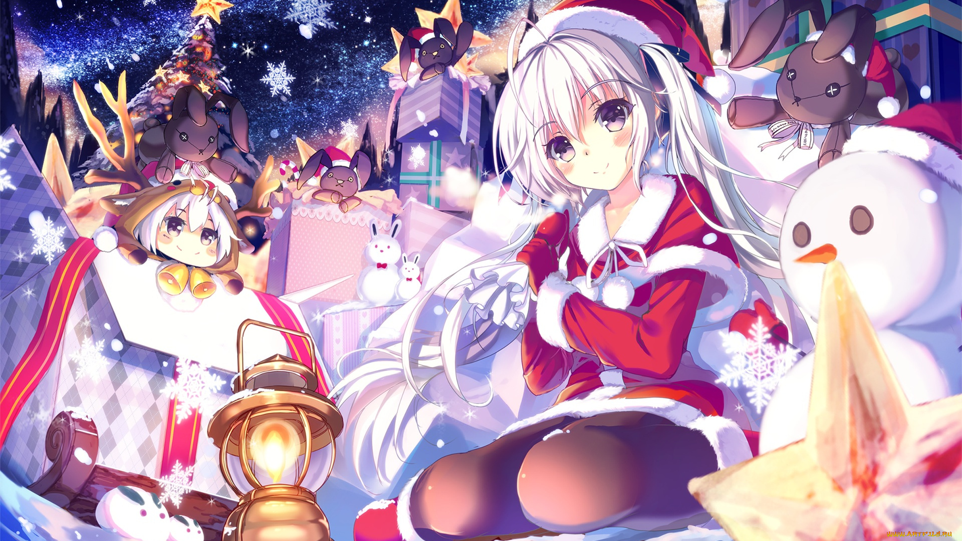 аниме, yosuga, no, sora, игрушки, снежинки, праздник, ёлка, новый, год, снеговик, девушка, арт, christmas, yosuga, no, sora