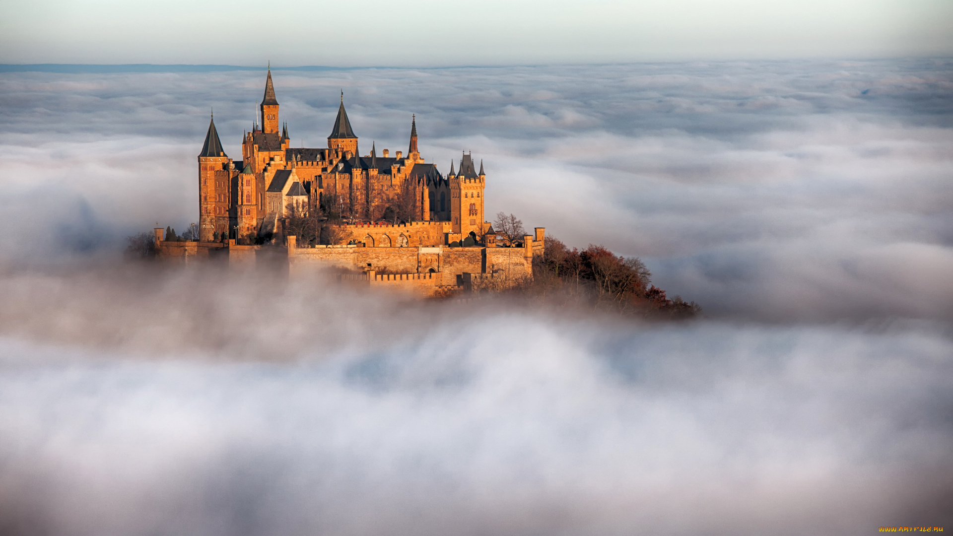 castle, hohenzollern, германия, города, замки, германии, hohenzollern, германия, castle, замок, туман