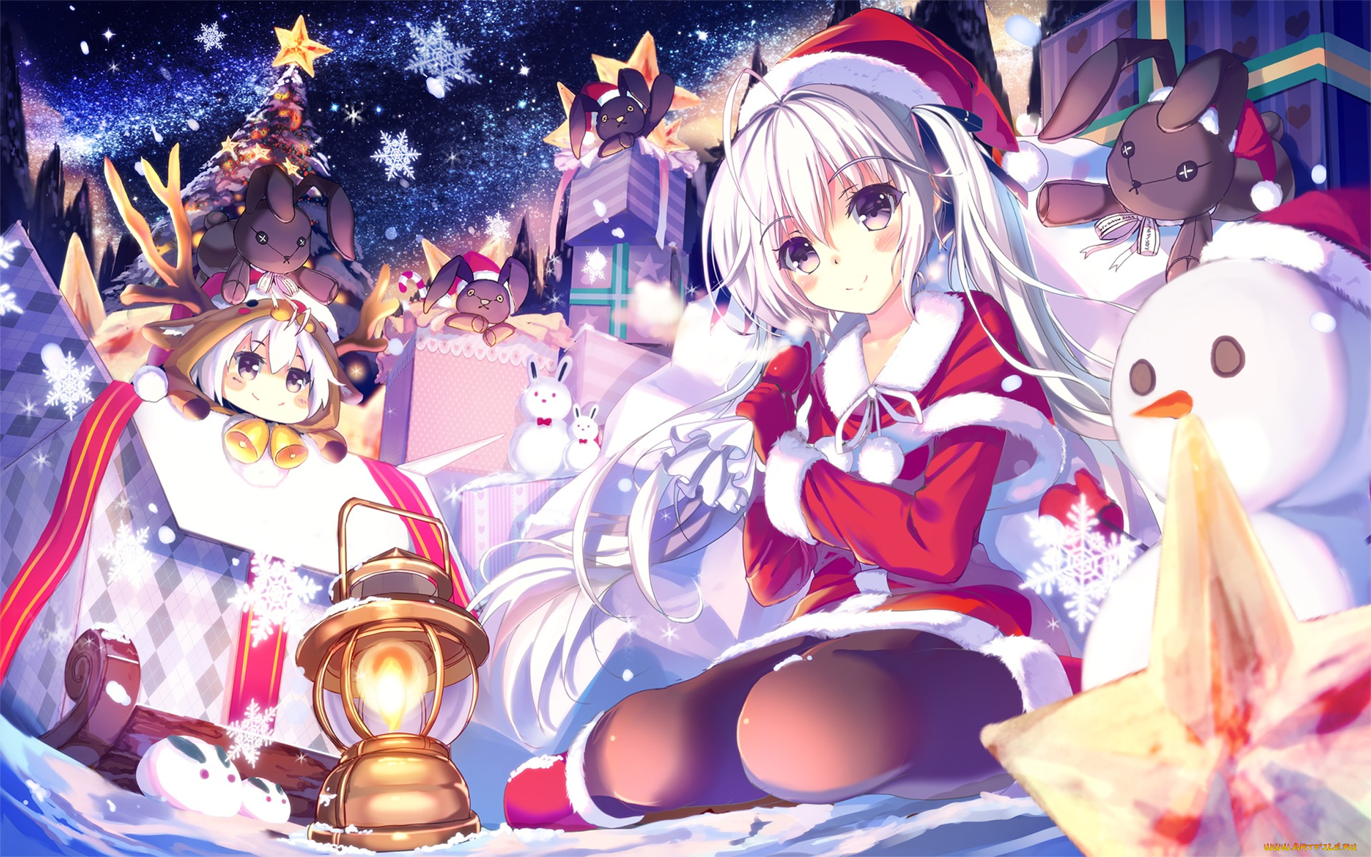аниме, yosuga, no, sora, игрушки, снежинки, праздник, ёлка, новый, год, снеговик, девушка, арт, christmas, yosuga, no, sora