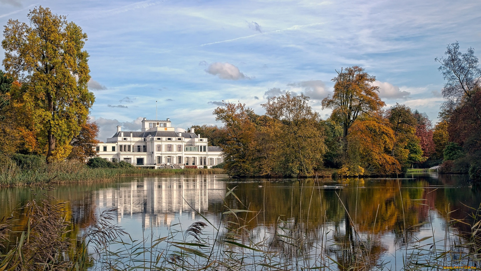 soestdijk, palace, города, -, пейзажи, парк, пруд, дворец