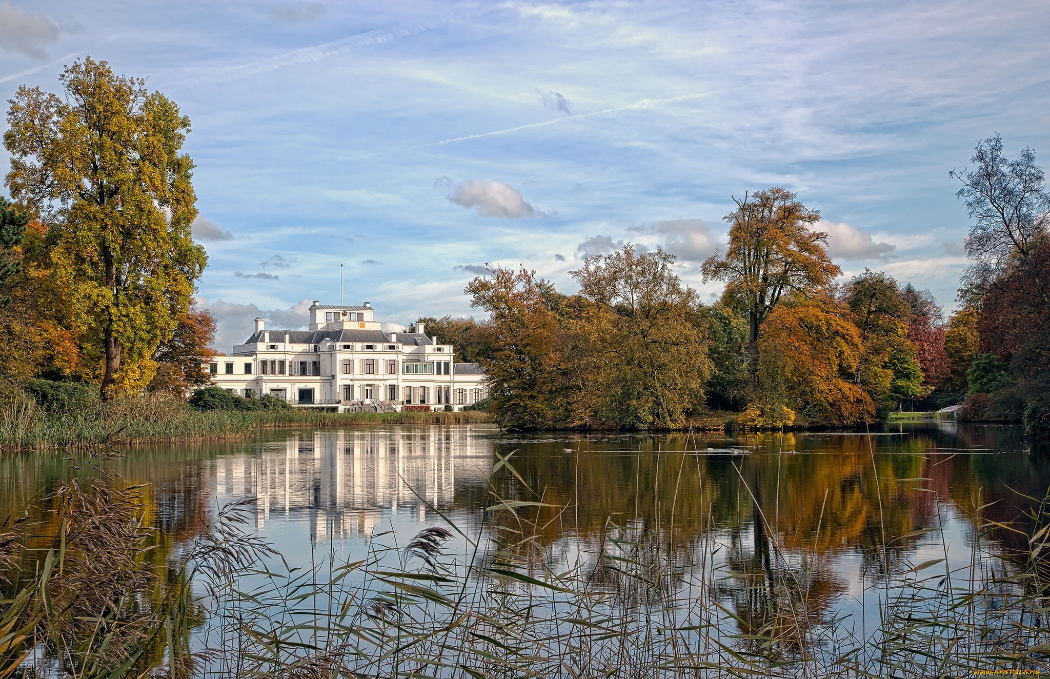 soestdijk, palace, города, -, пейзажи, парк, пруд, дворец