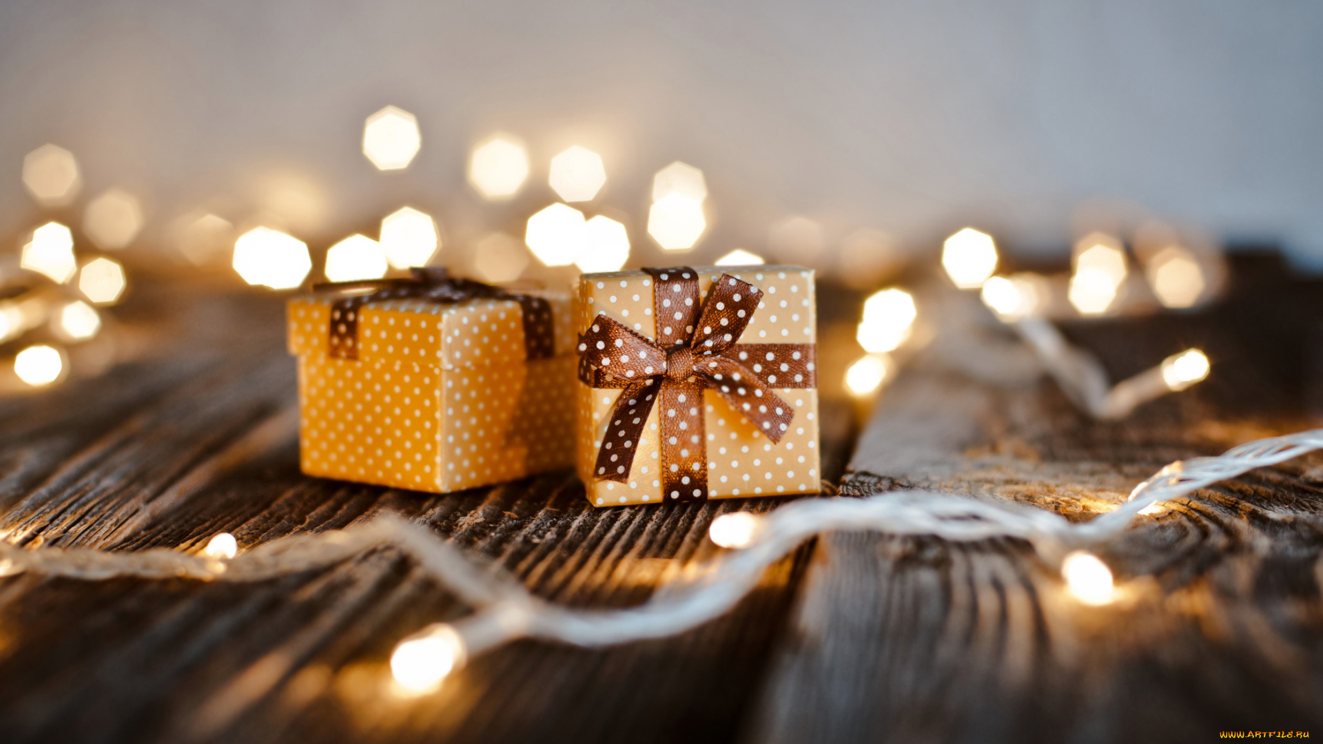 праздничные, подарки, и, коробочки, гирлянда, подарки, ленты, банты