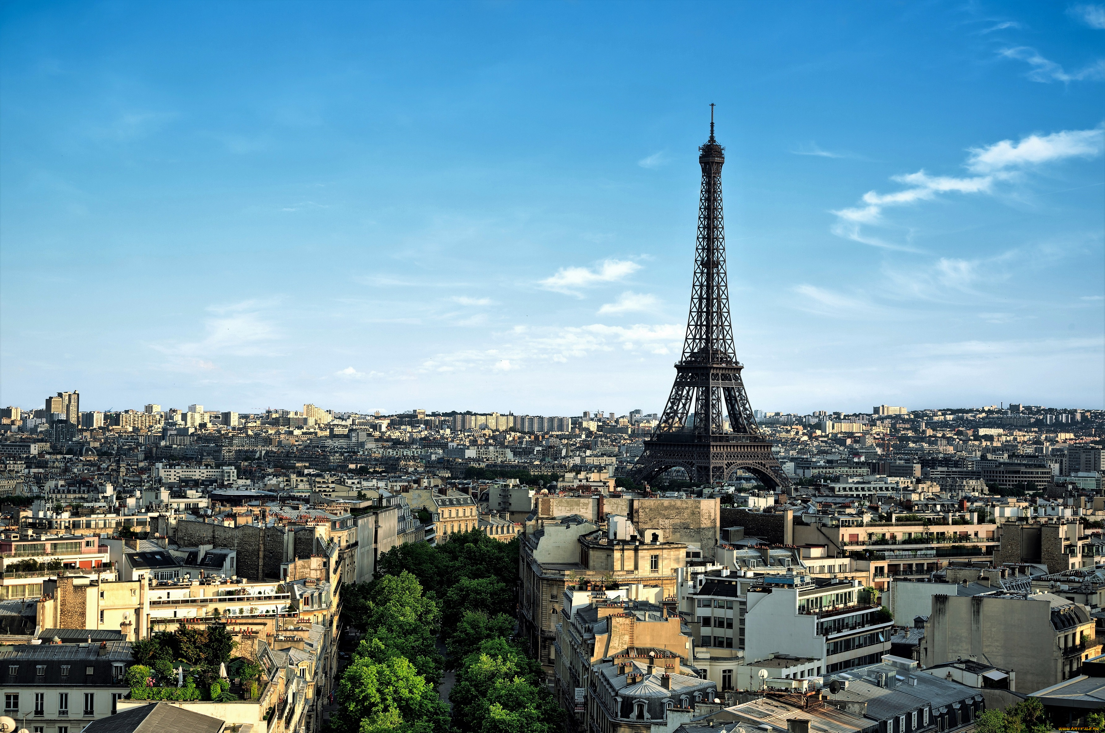 города, париж, , франция, панорама, башня