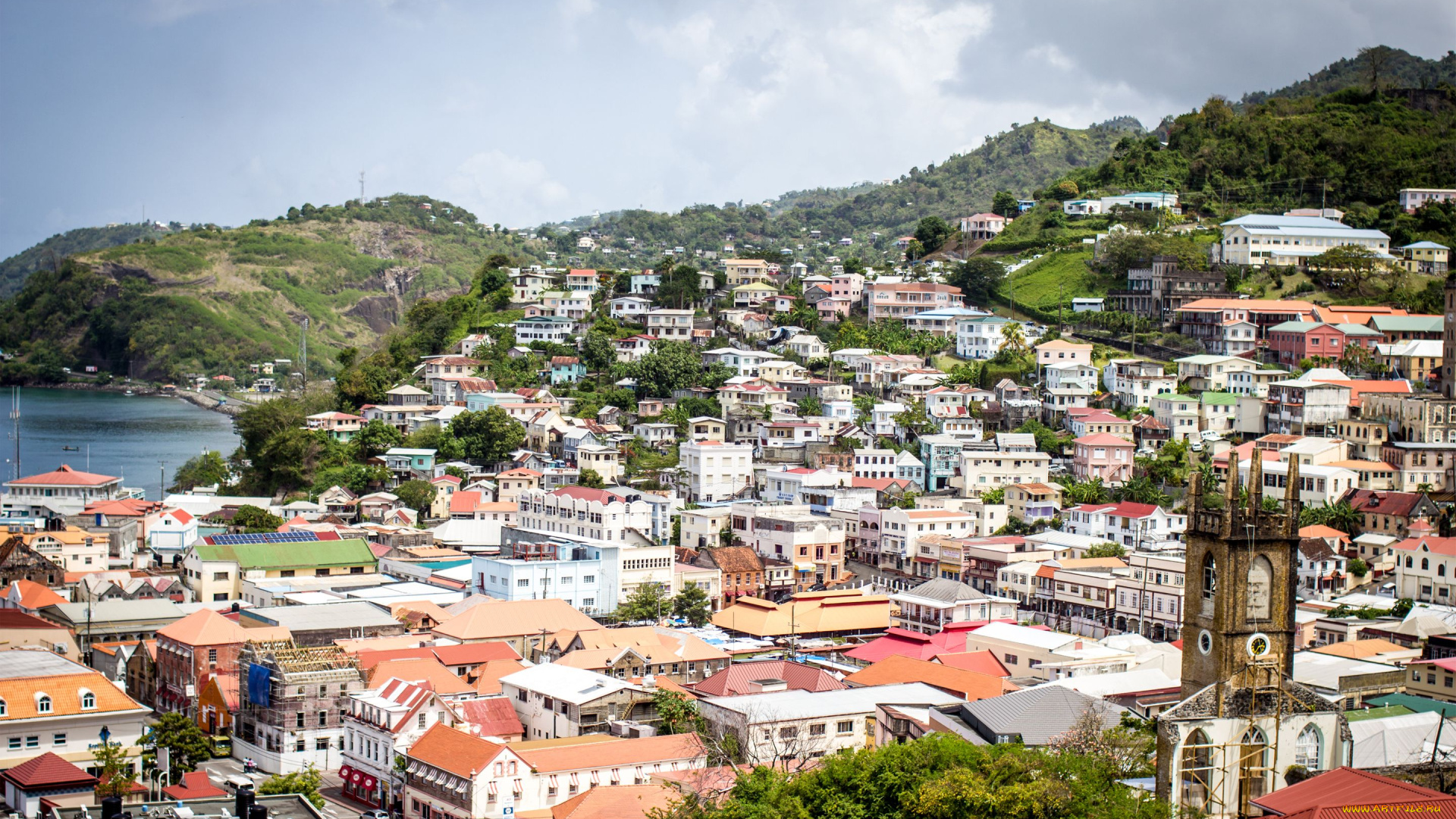 fort, george, in, grenada, города, панорамы, здания, побережье