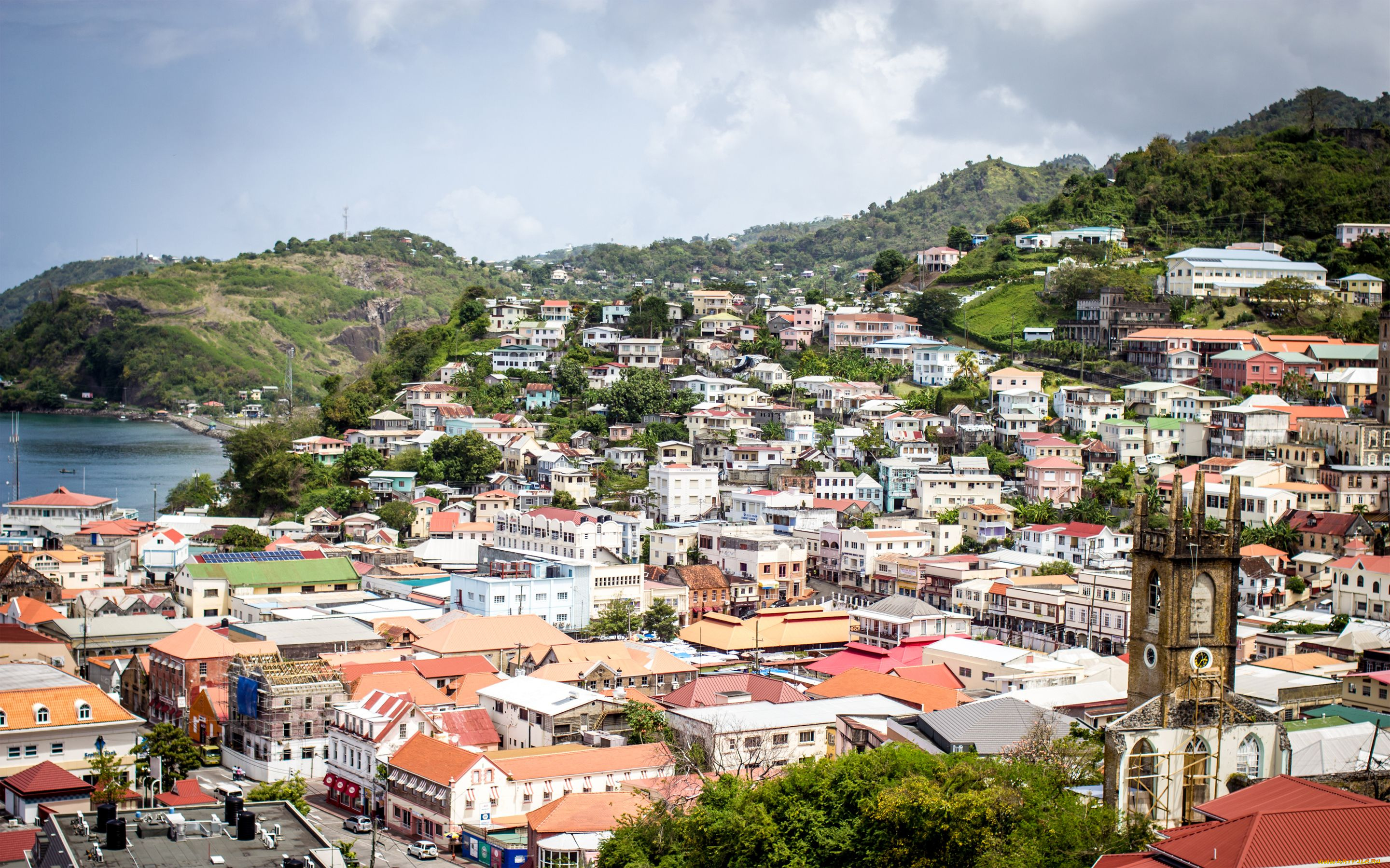 fort, george, in, grenada, города, панорамы, здания, побережье