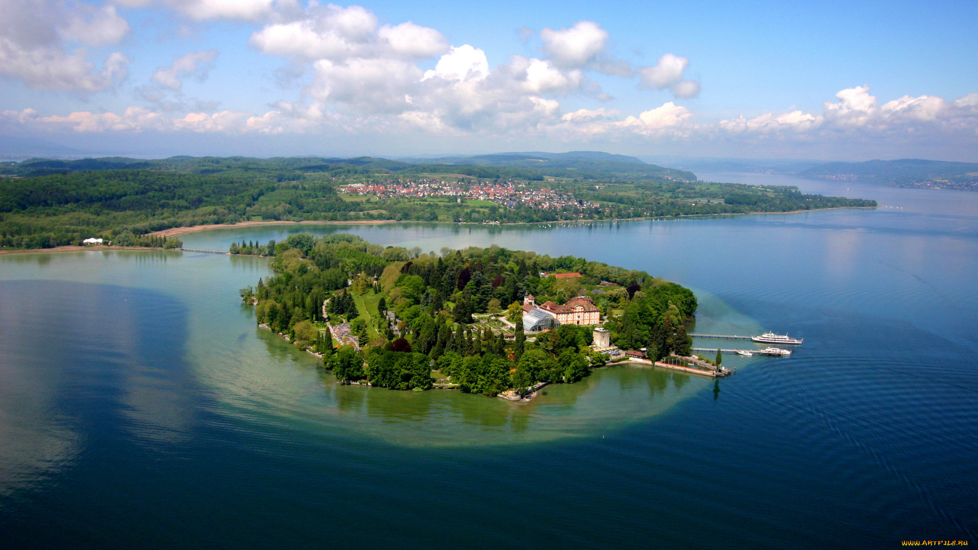 германия, остров, mainau, природа, реки, озера