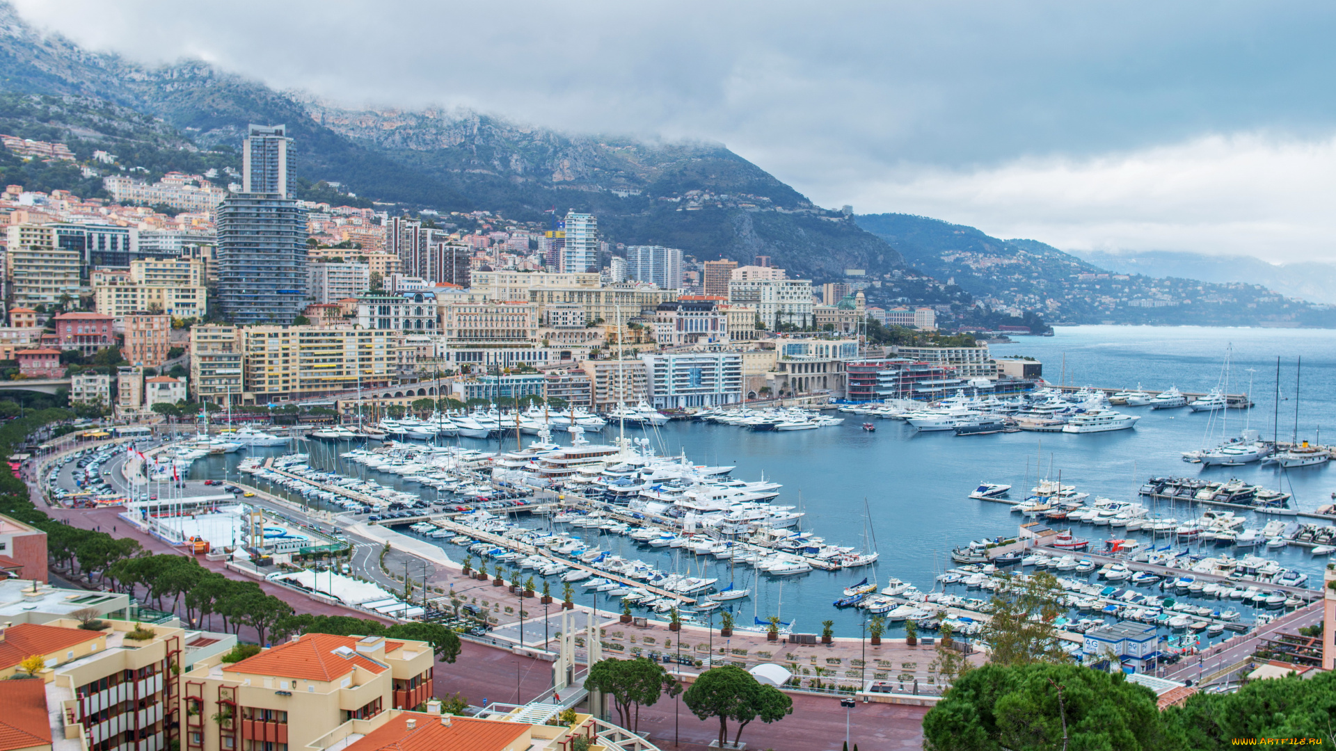 monte, carlo, monaco, города, монте, карло, монако, яхты, дома, море