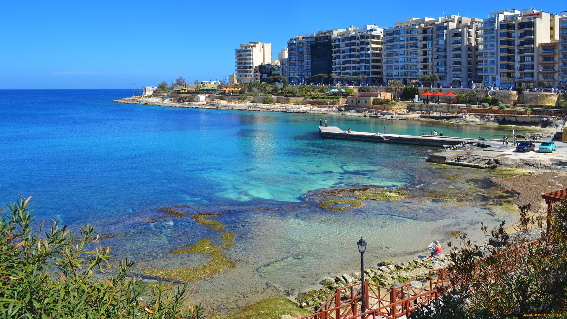 sliema, malta, города, пейзажи, дома, море, набережная