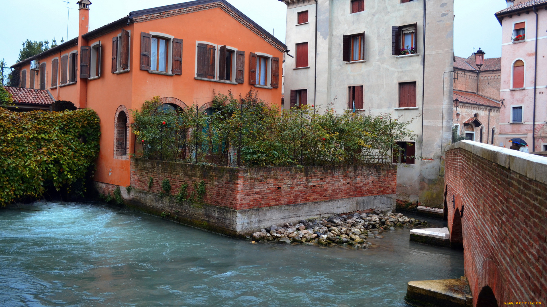 treviso, veneto, италия, города, улицы, площади, набережные, канал, дома