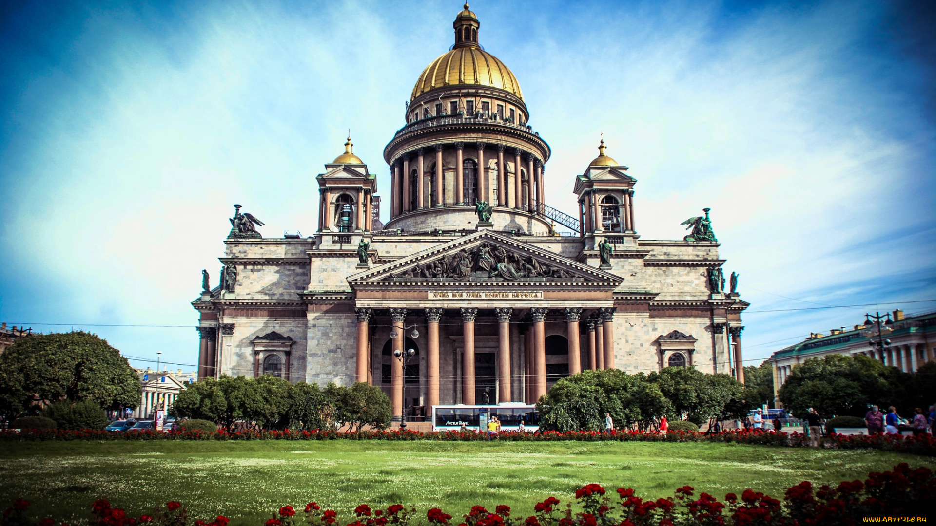 st, , isaac`s, cathedral, -, st, , petersburg, города, санкт-петербург, , петергоф, , россия, собор, газон, площадь