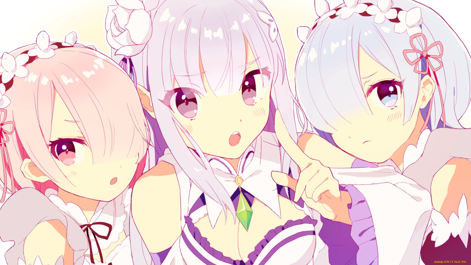 аниме, re, , zero, kara, hajimeru, isekai, seikatsu, взгляд, фон, девушки