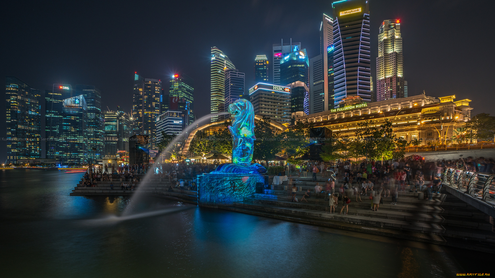 singapore, города, сингапур, , сингапур, огни, ночь