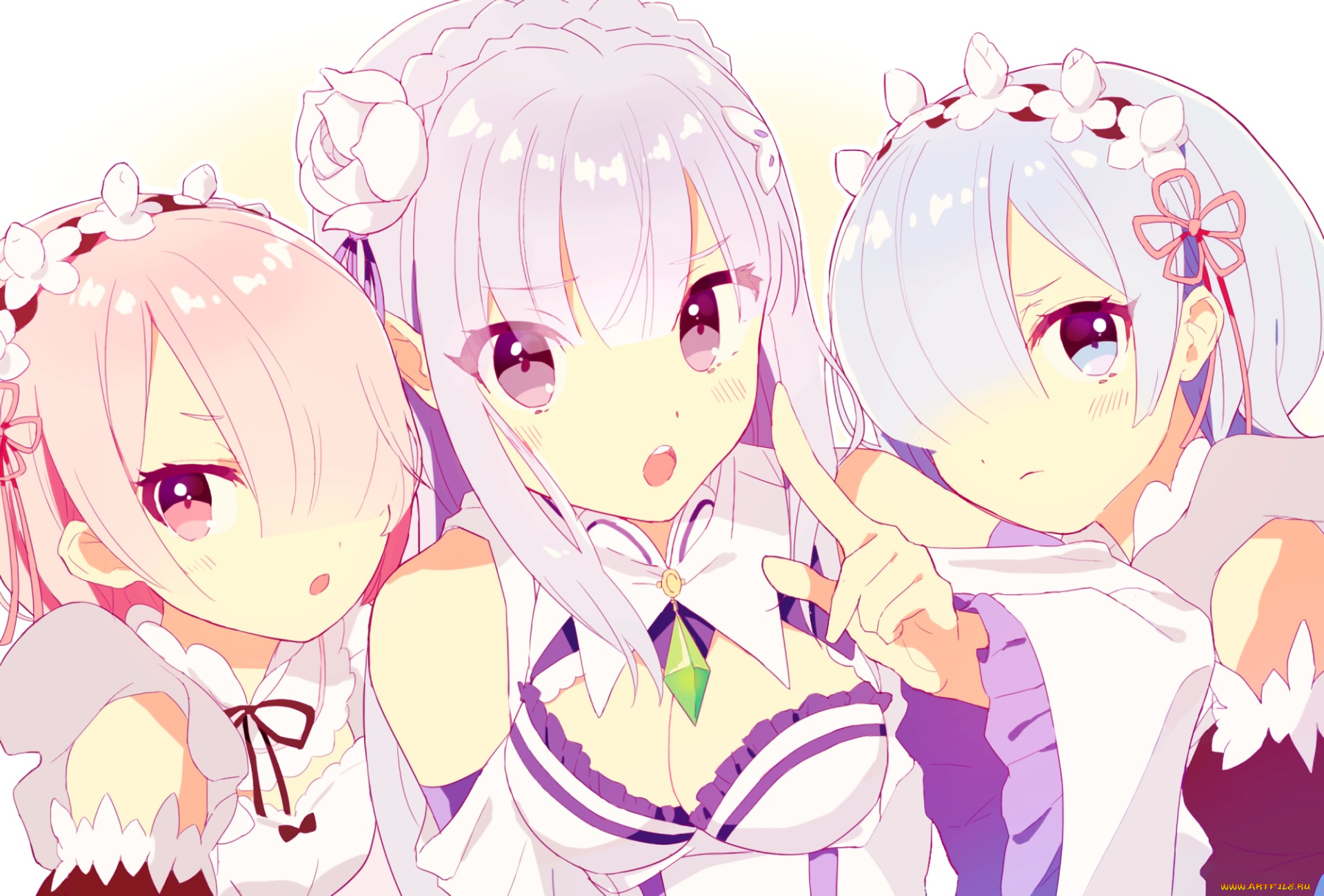 аниме, re, , zero, kara, hajimeru, isekai, seikatsu, взгляд, фон, девушки