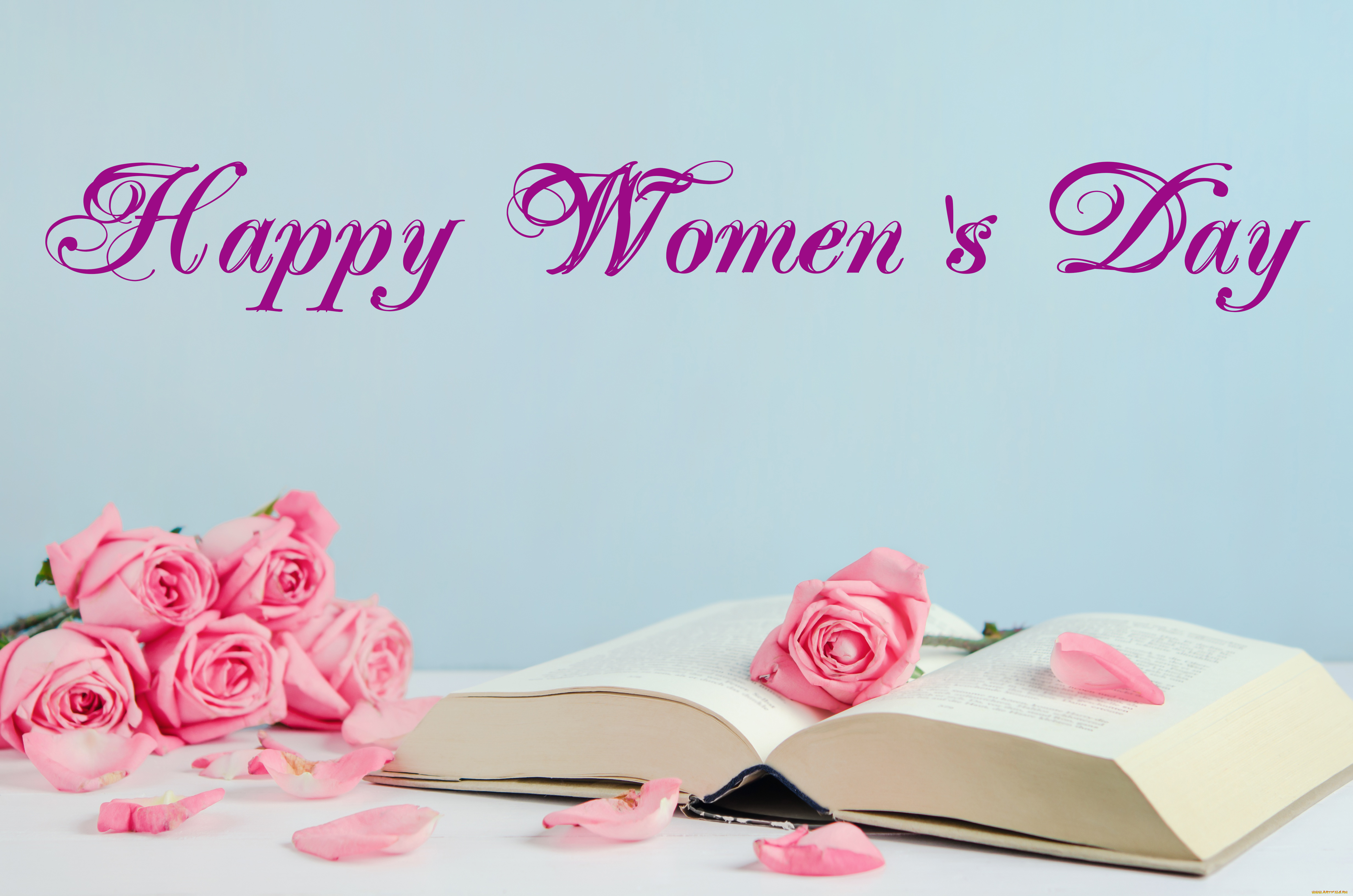 праздничные, международный, женский, день, -, 8, марта, розы, лепестки, книга