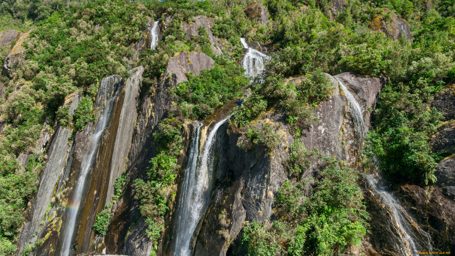 природа, водопады, новая, зеландия