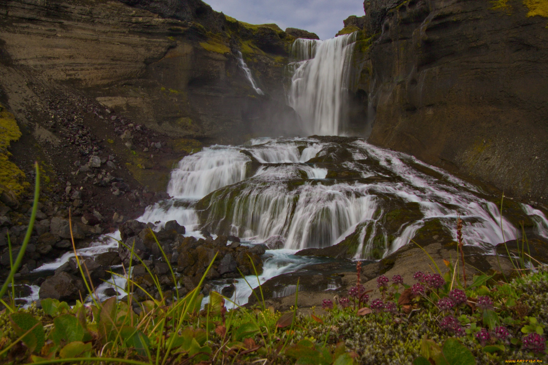 природа, водопады, поток, вода