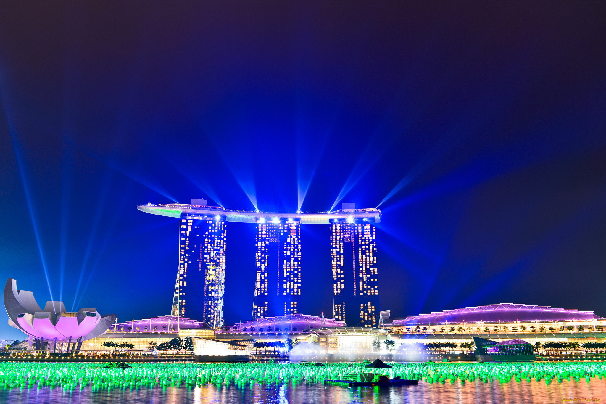 город, города, сингапур, ночь, подсветка, отель-казино