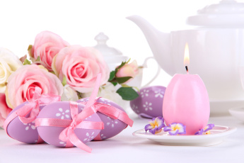 Картинка праздничные пасха яйца свечи цветы