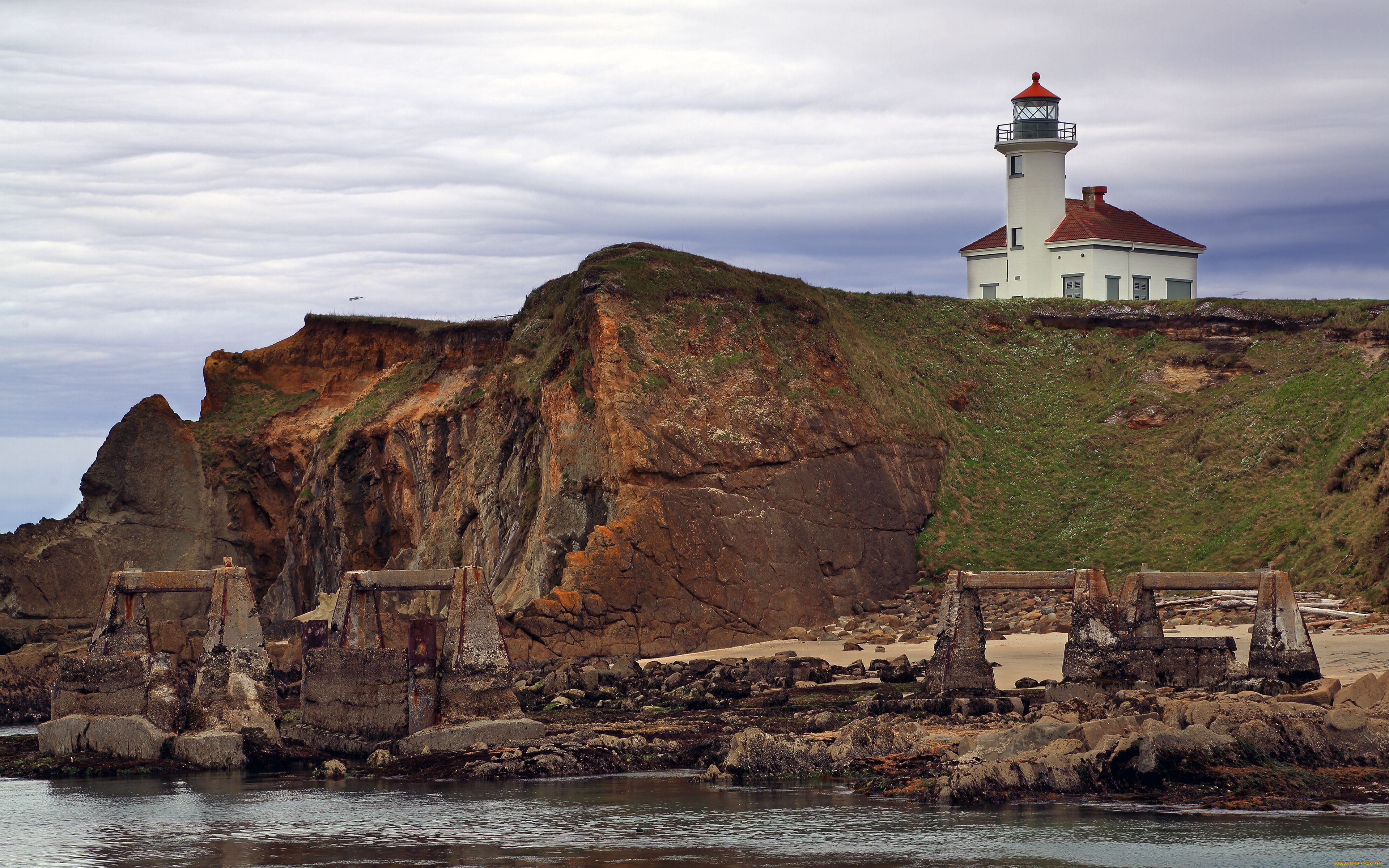 cape, arago, lighthouse, природа, маяки, скала, обрыв, побережье