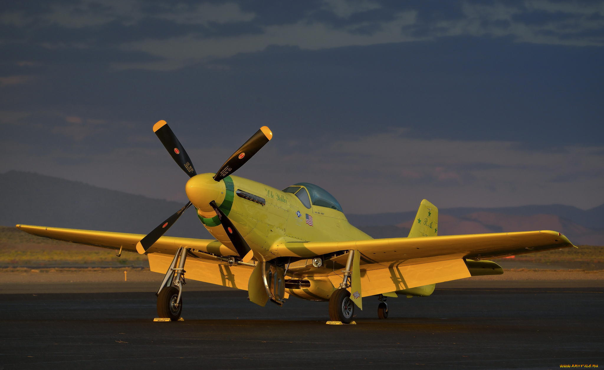 авиация, лёгкие, и, одномоторные, самолёты, желтый, самолет, ole, yeller, warbird, mustang, fighter, p-51