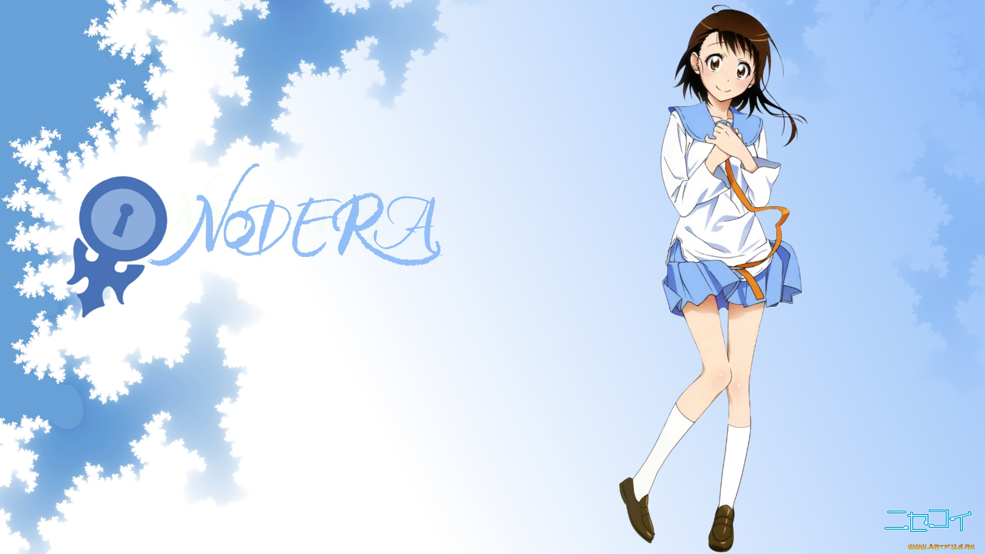 аниме, nisekoi, взгляд, девушка, фон