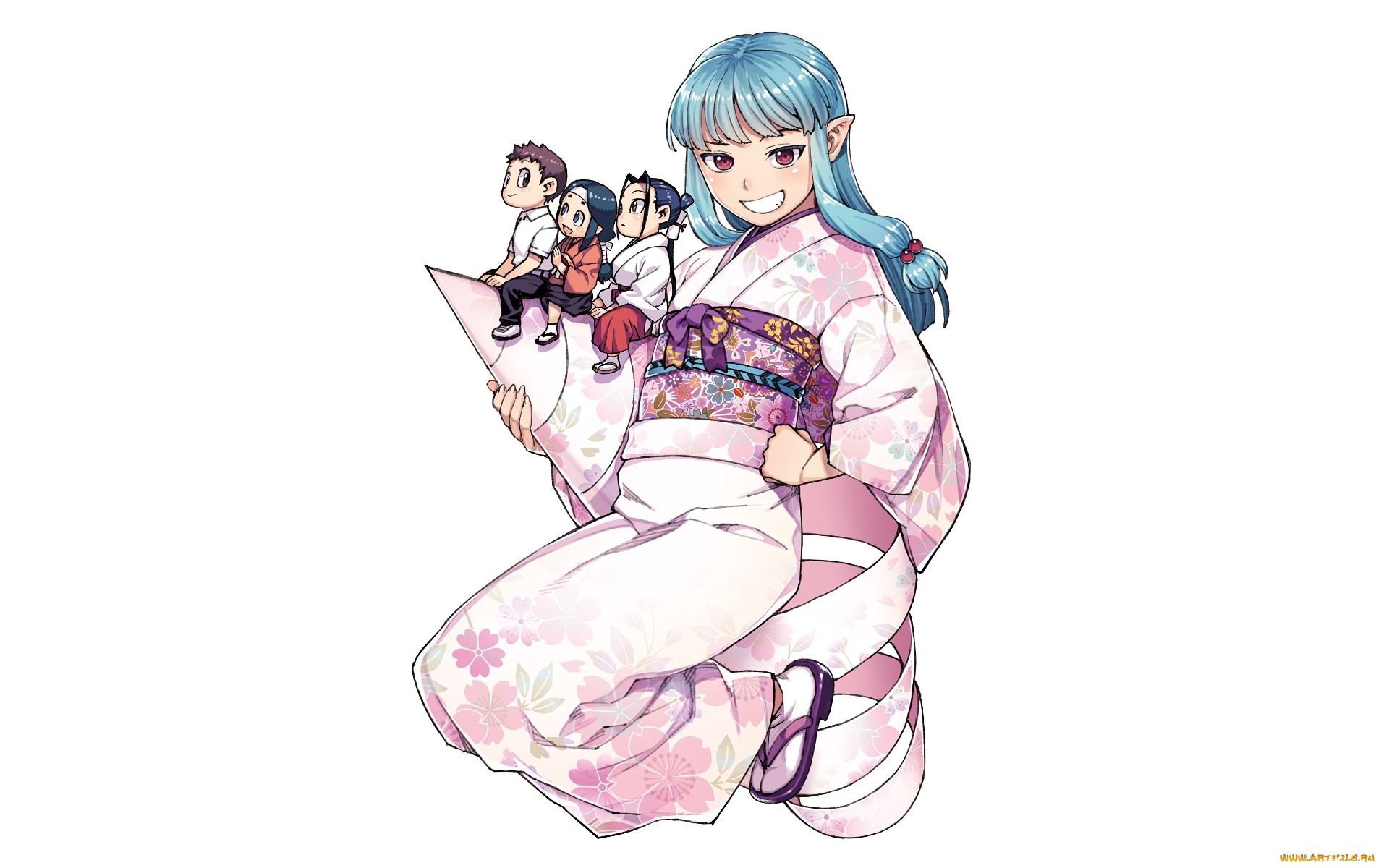 tsugumomo, аниме, девушка, взгляд, фон