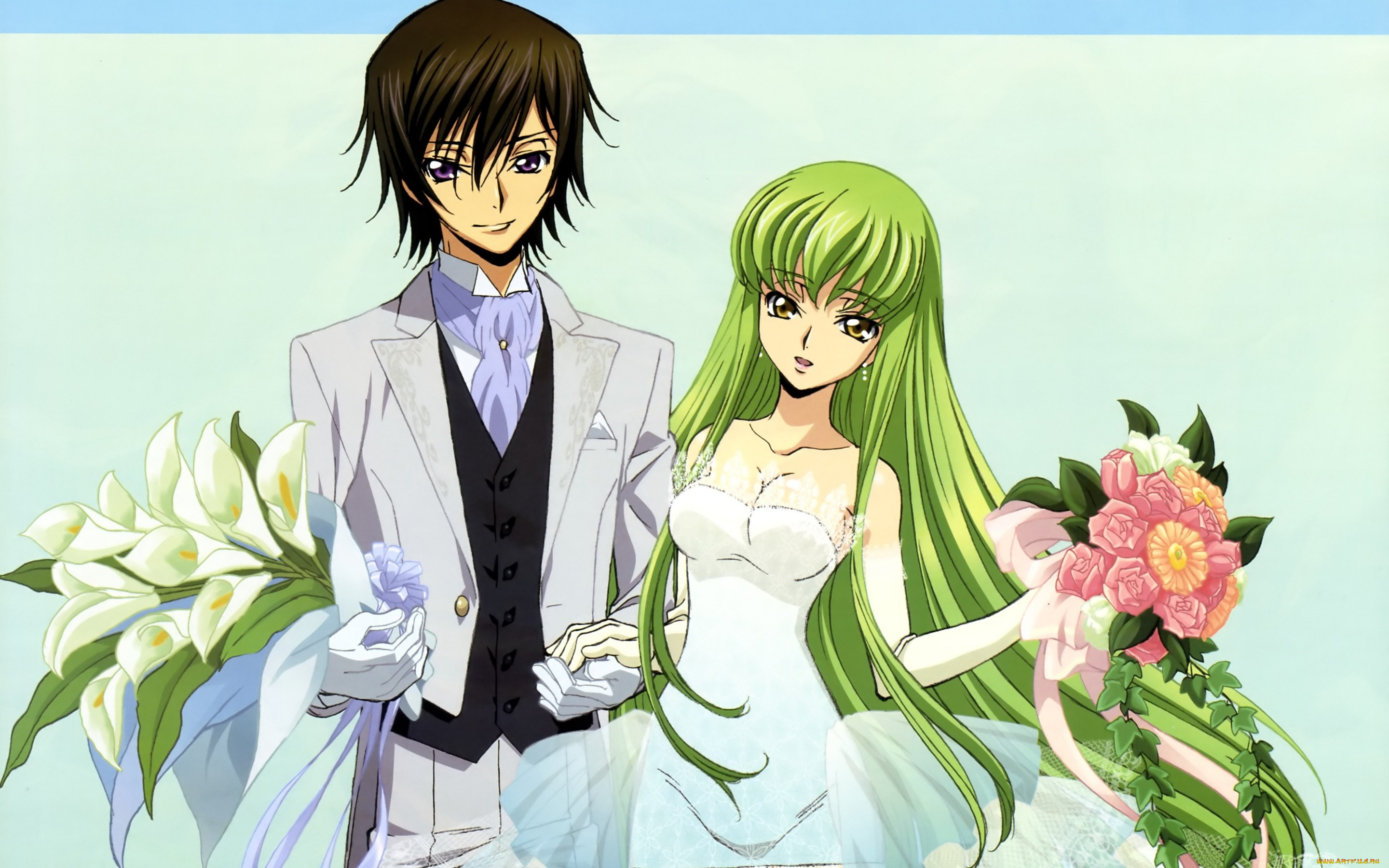 аниме, code, geass, каллы, lelouch, lamperouge, код, гиас, перчатки, букет, takahiro, kimura, свадьба, невеста