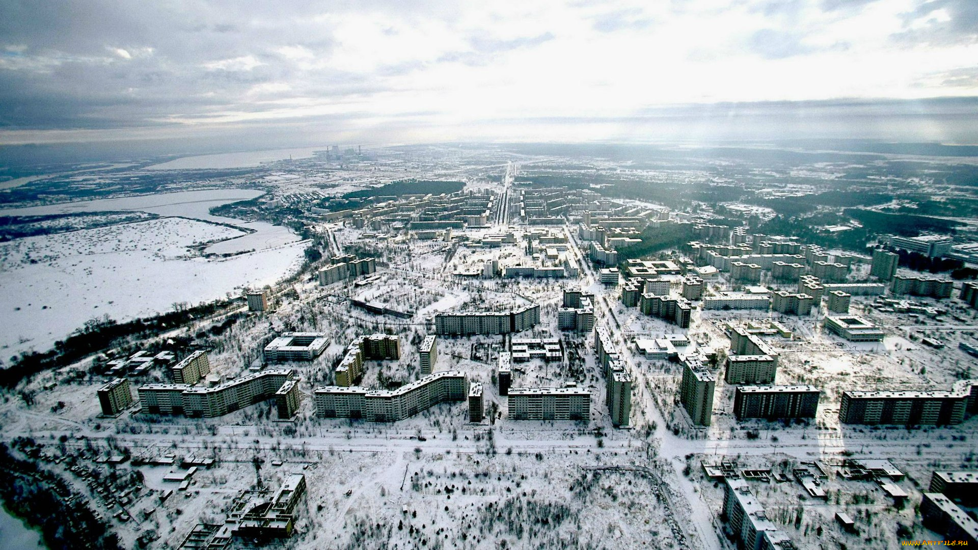 украина, Чернобыль, припять, мёртвый, город, города, панорамы, зима, снег