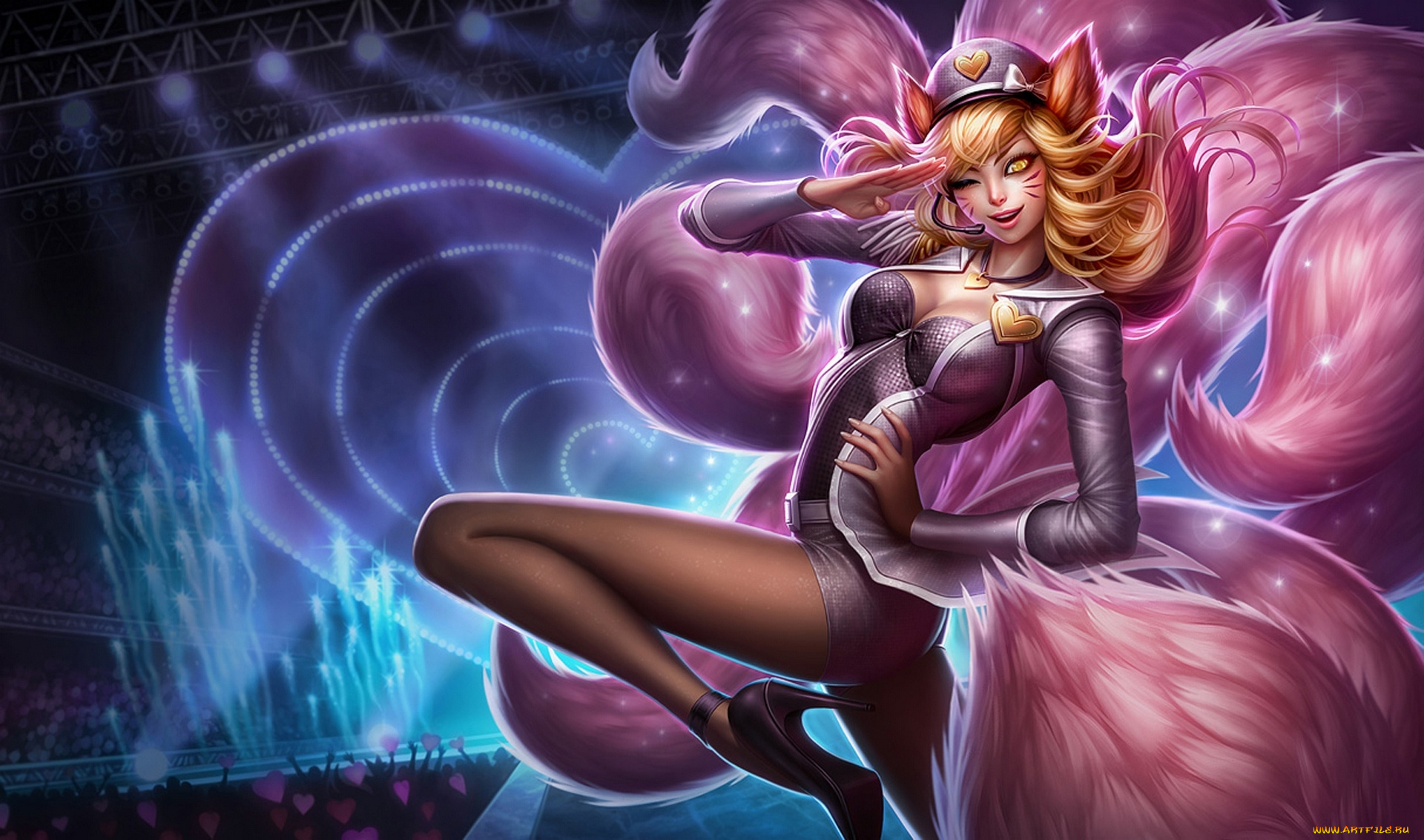 видео, игры, league, of, legends, лиса, nine-tailed, fox, ahri, league, of, legends, хвост