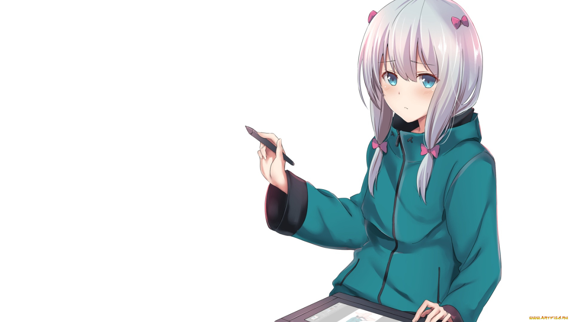 аниме, eromanga-sensei, девушка, взгляд, фон