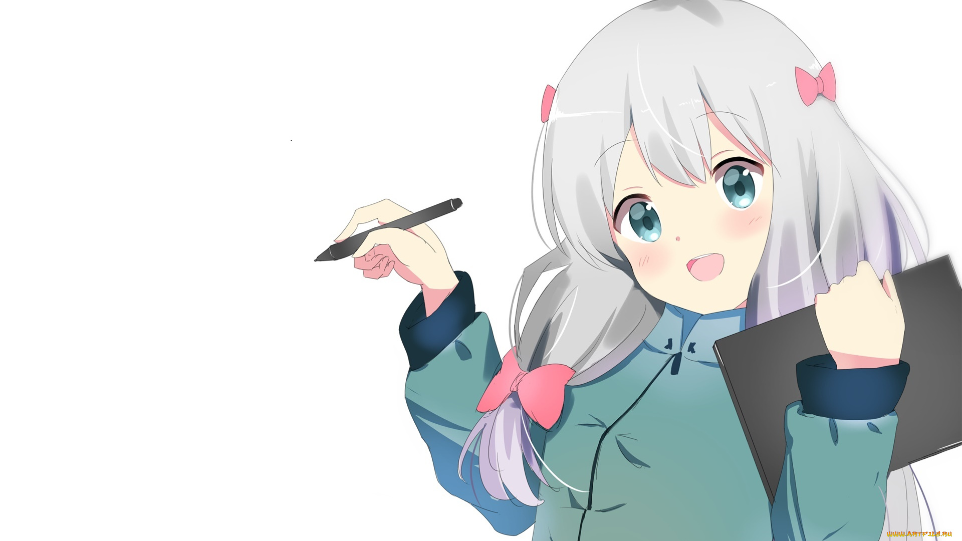 аниме, eromanga-sensei, девушка, взгляд, фон