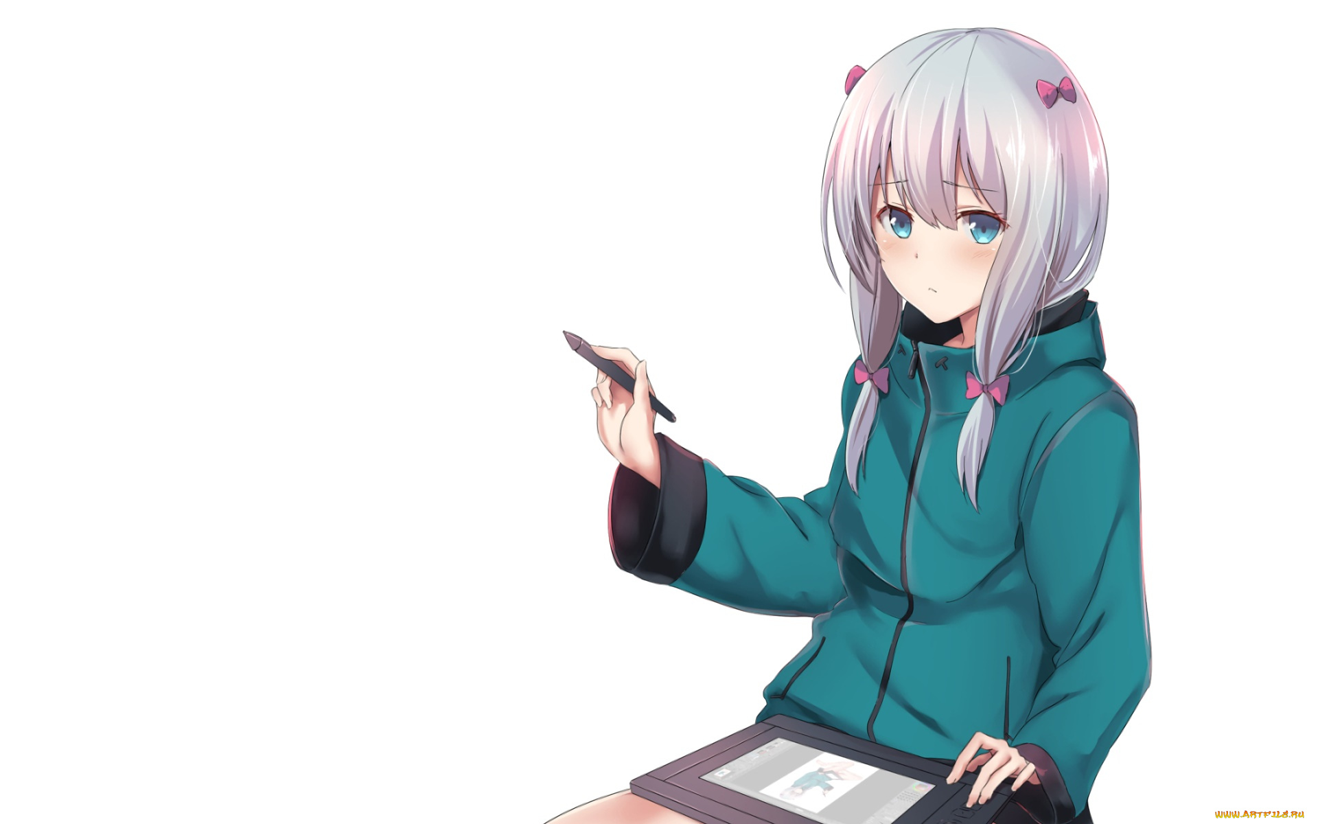 аниме, eromanga-sensei, девушка, взгляд, фон